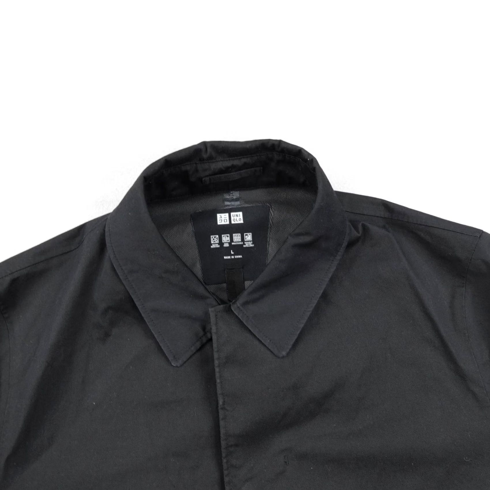 Uniqlo UNIQLO Coat Mens Large Black Water Resistant Trench Rain Coat Snap Up Breathable Size US L / EU 52-54 / 3 - 2 Thumbnail