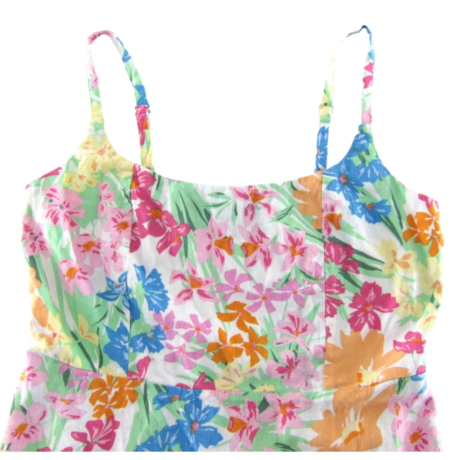 Old Navy NWT Old Navy Linen Pink Blue Yellow White Floral Pocket Sheath Sun Tank Dress L Size L / US 10 / IT 46 - 4 Thumbnail