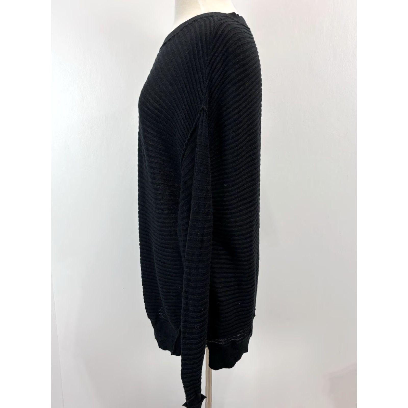 Vintage Sundance Black Oversized Ribbed Sweater Women’s Large Pullover Classic Size L / US 10 / IT 46 - 2 Thumbnail