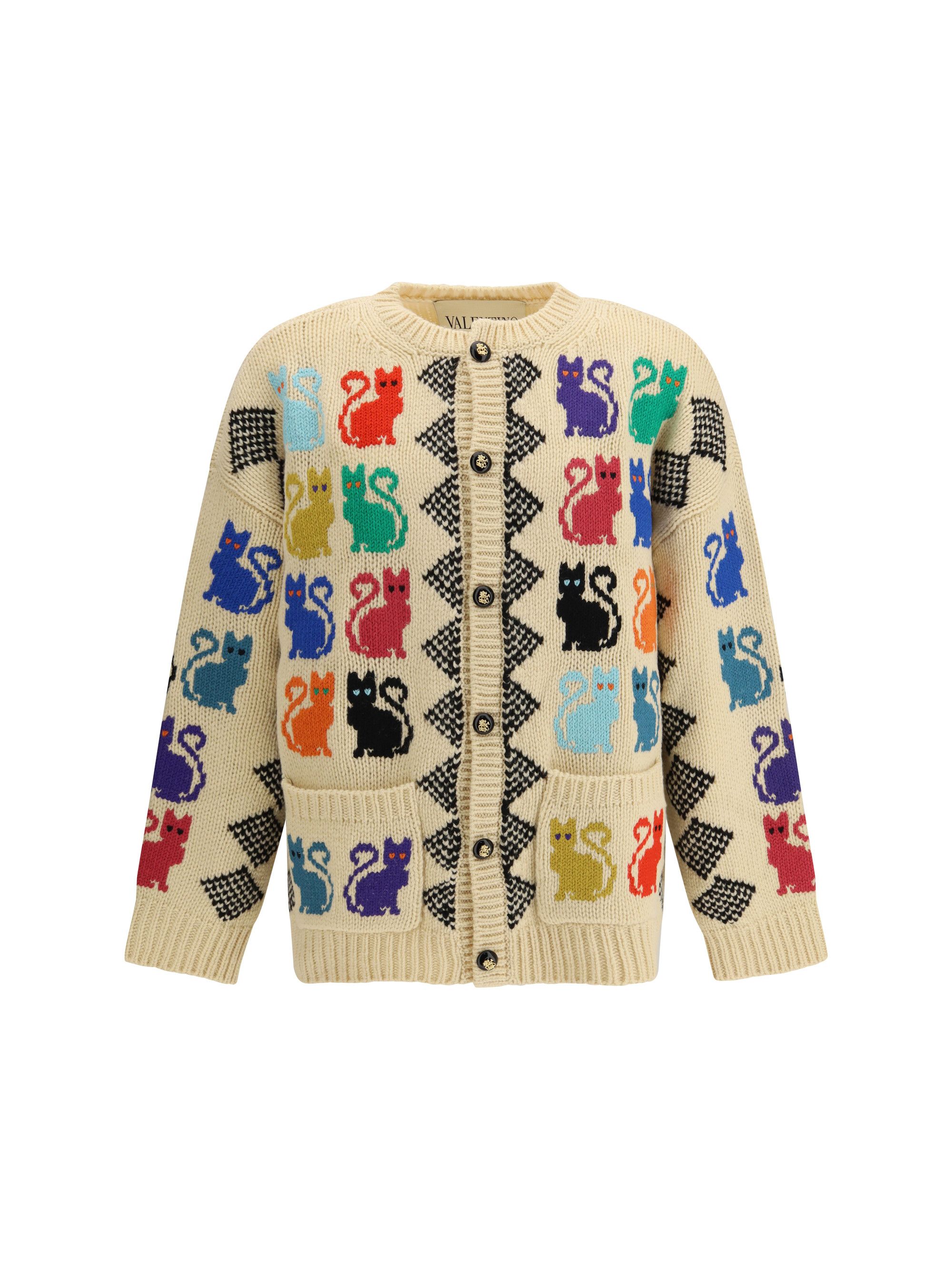 Valentino Cardigan with Le Chat de la Maison jacquard motif Size US M / EU 48-50 / 2 - 1 Thumbnail
