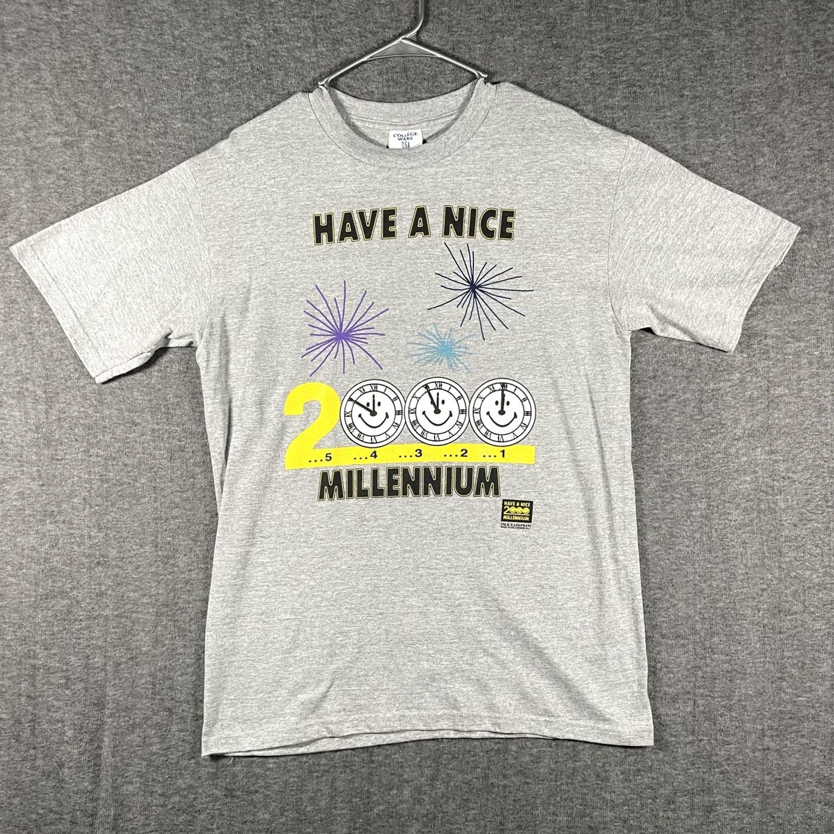 Vintage VINTAGE Have A Nice 2000 Millennium Shirt Mens Medium Gray Y2K Graphic Tee Era Size US M / EU 48-50 / 2 - 2 Thumbnail