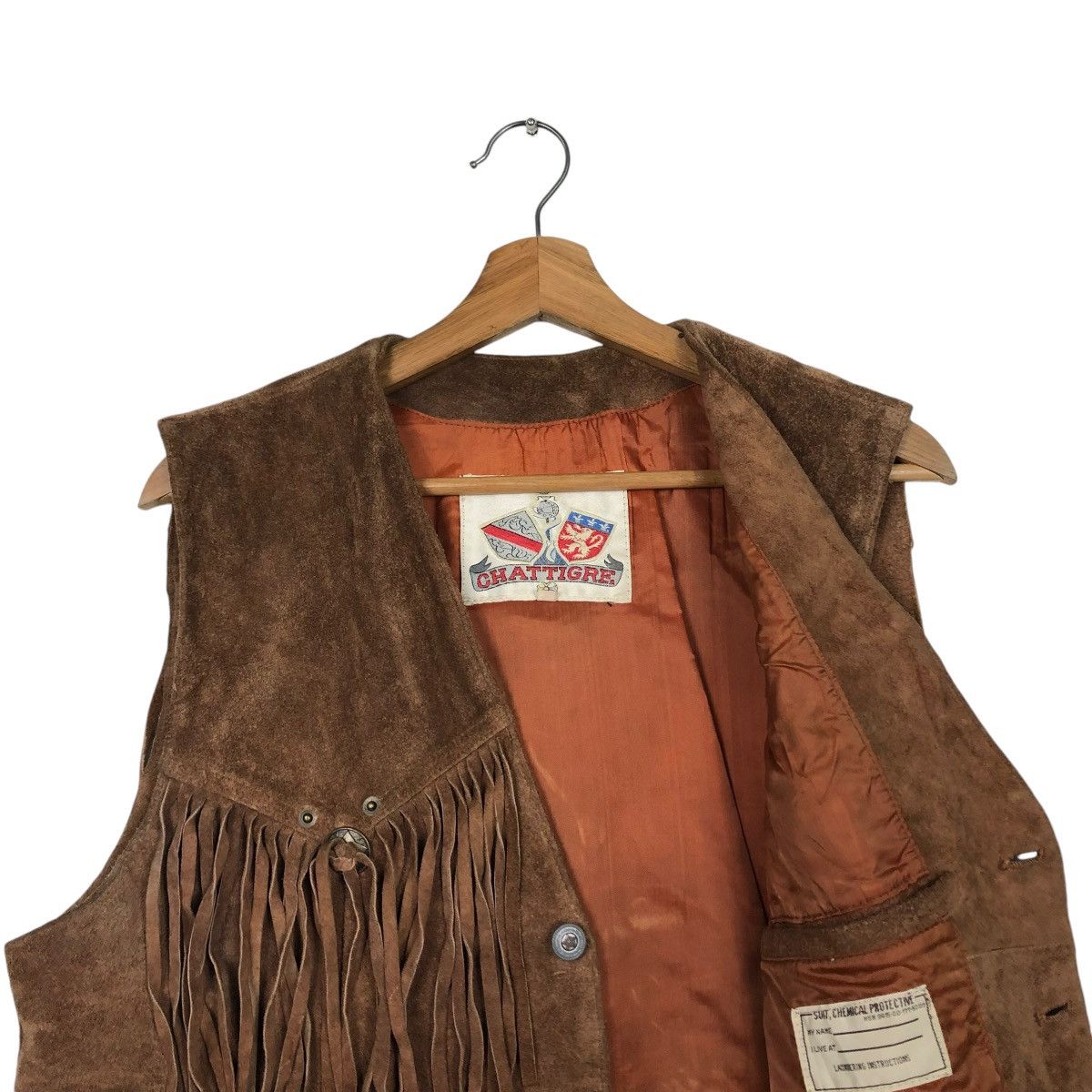 Japanese Brand 🔥VINTAGE VEST GENUINE LEATHER COWBOY DESIGN CHATTIGRE Size US M / EU 48-50 / 2 - 14 Thumbnail