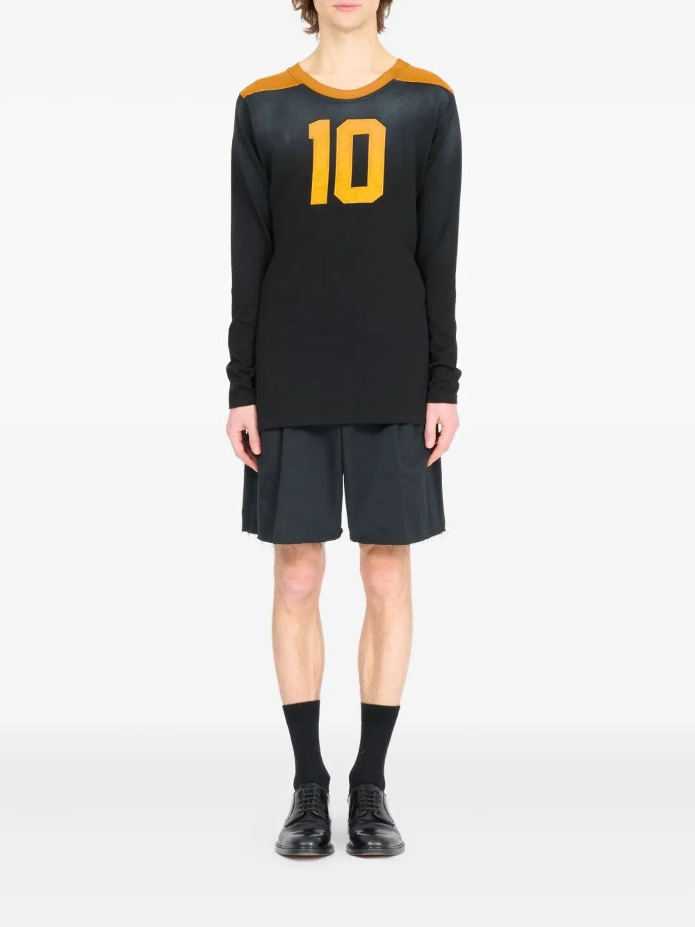 Maison Margiela o1w1db10526 Panelled Long-sleeve T-Shirt in Black/Orange Size US S / EU 44-46 / 1 - 2 Thumbnail