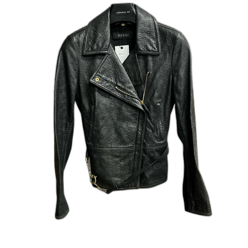 Gucci Gucci Black GG Pattern Leather Jacket Size US M / EU 48-50 / 2 - 1 Thumbnail