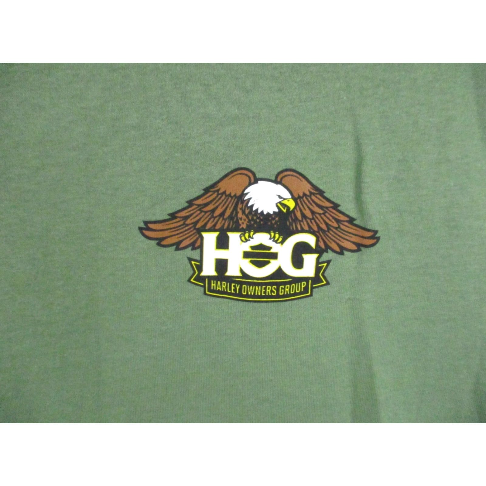 Gildan Gildan T Shirt Medium Green HOG Motorcycle Short Sleeve Cotton Pelham AL Mens Regular Green Logo Vintage: No Size US M / EU 48-50 / 2 - 3 Thumbnail