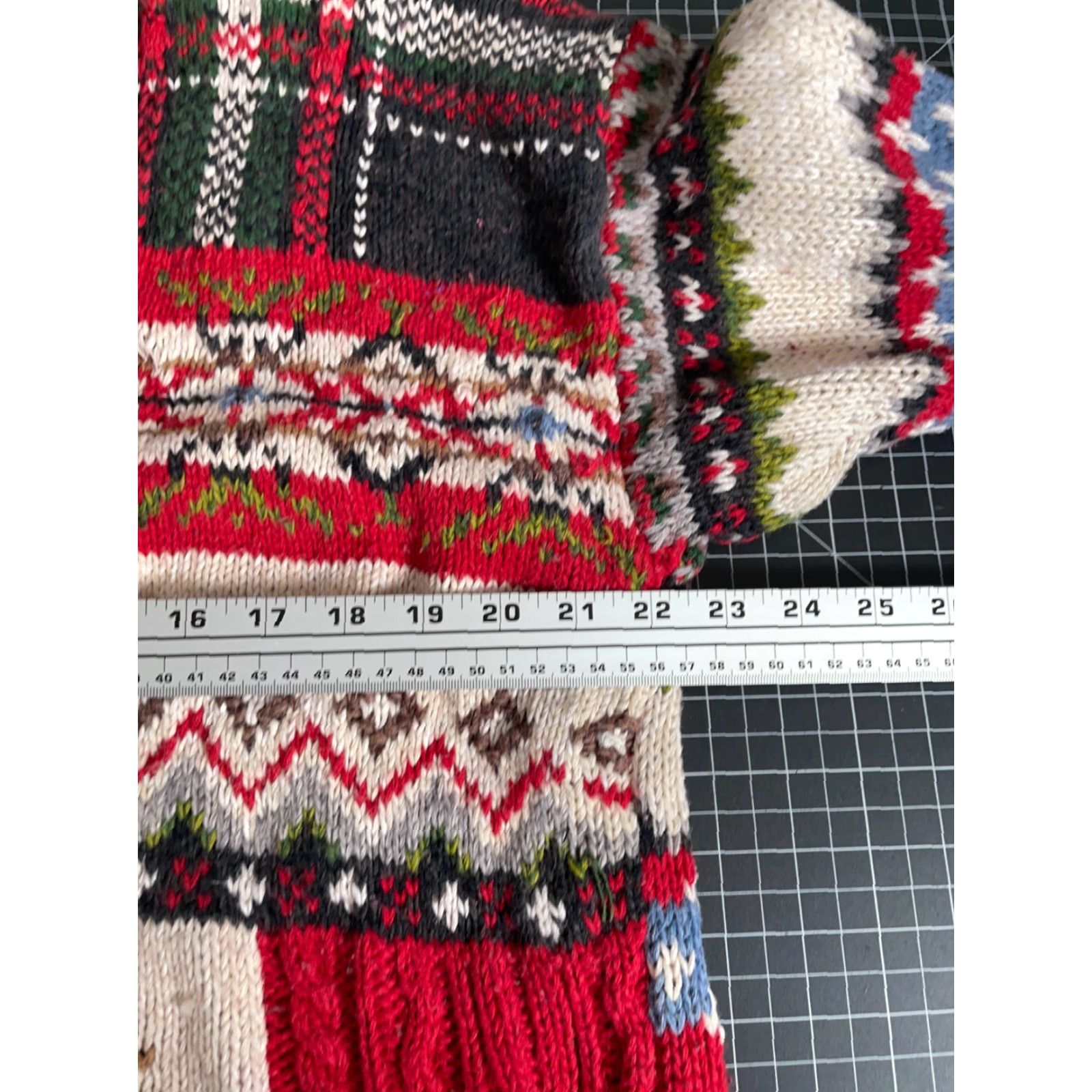 Vintage Winter Patchwork Cardigan Women's 22 / 24 Red Knit Ski Snowflake Christmas Women's Size 3XL / US 20-22 - 5 Thumbnail
