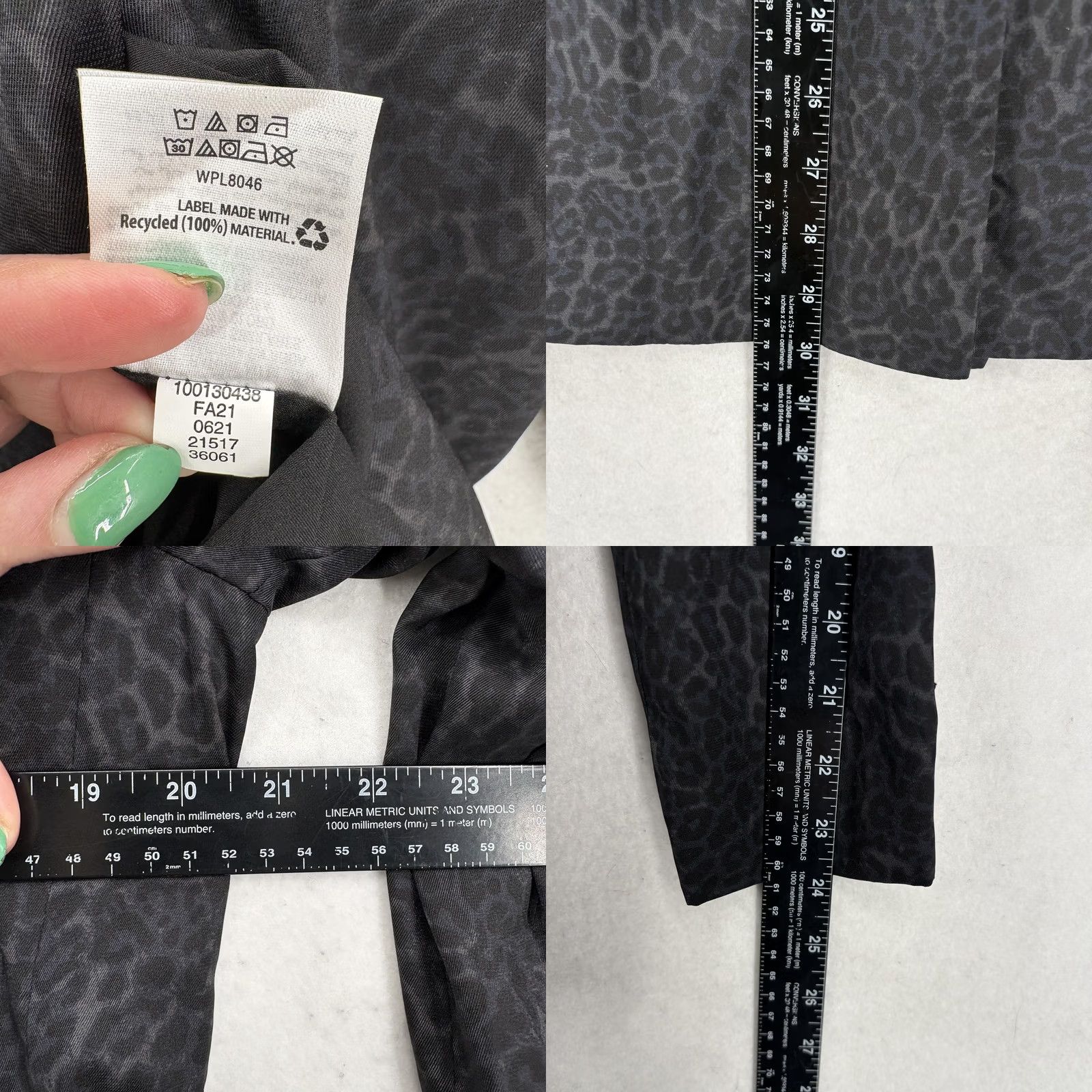 Vintage INC International Concepts Blazer Womens M Gray Cheetah Print Double Breasted Blazer Animal Print Fall Office Casual Womens M Size M / US 6-8 / IT 42-44 - 8 Thumbnail