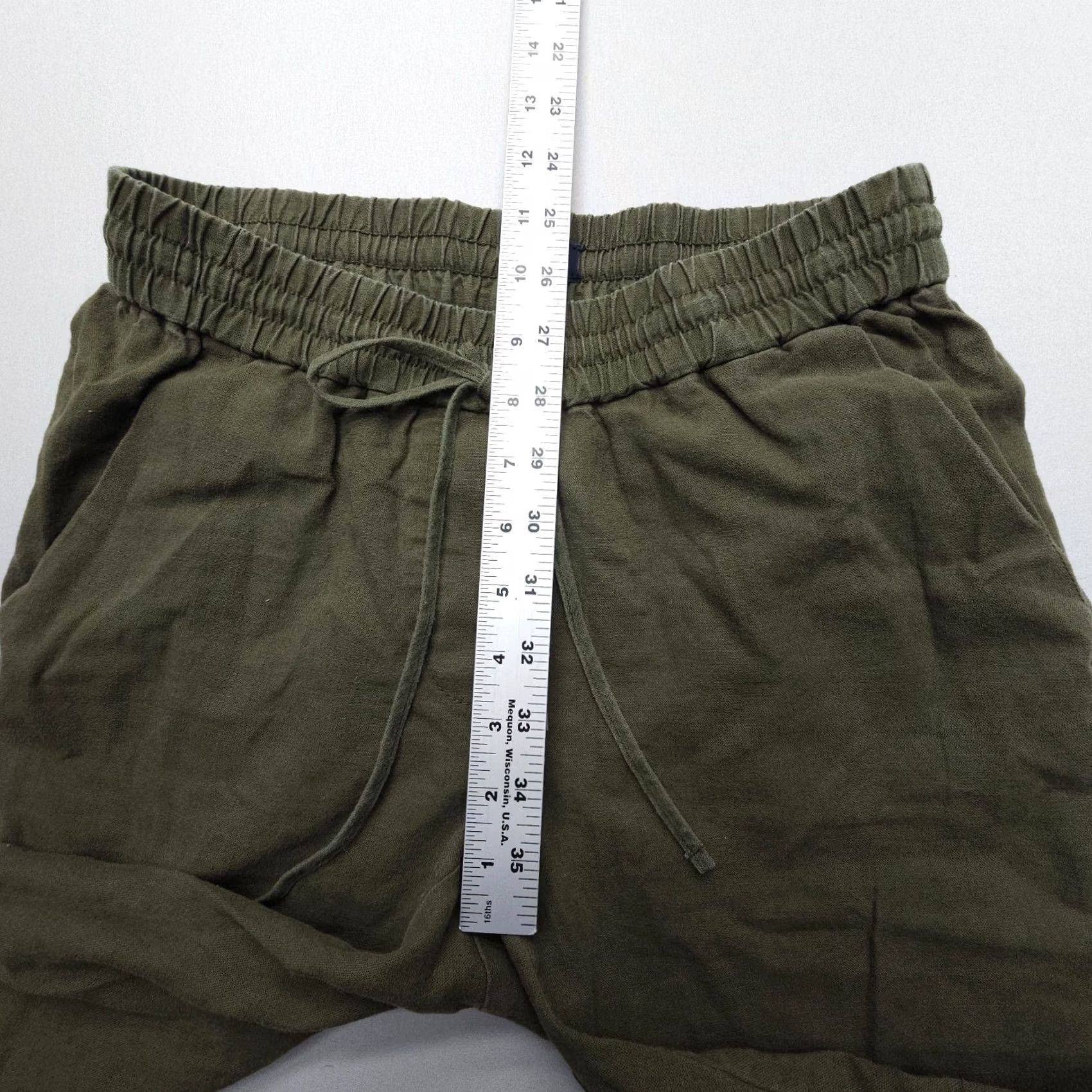 J.Crew J.CREW Linen Cotton Cropped Joggers Pants Womens 2 Green Pull On Casual 90s Theme USA Size 26" / US 2 / IT 38 - 7 Thumbnail
