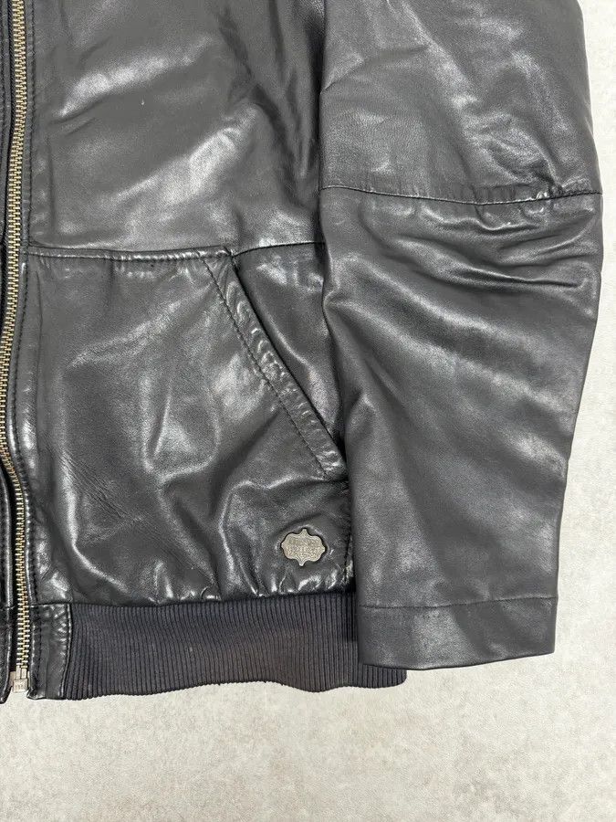 Diesel 2000s Diesel Black Leather Hood Zip-Up Jacket Size US M / EU 48-50 / 2 - 9 Thumbnail