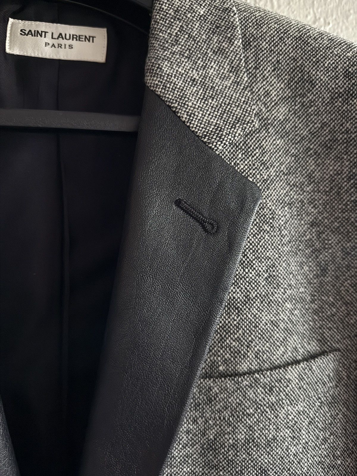 Hedi Slimane × Saint Laurent Paris FW13 Saint Laurent Paris Wool Leather Blazer Jacket 50 Size 50R - 3 Thumbnail
