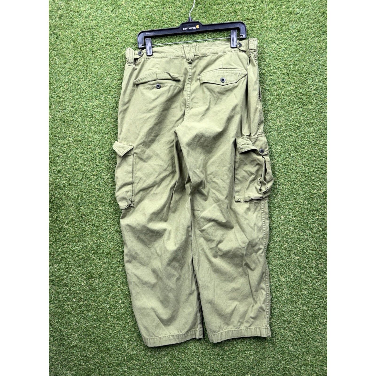Madewell Madewell Cargo Pants Womens 31 Green Tapered Fatigue Cargo Pants Baggy Skater Y2K Canvas Cotton High Rise Button Zip Pockets Jeans? Size 24" / US 00 / IT 34 - 2 Thumbnail