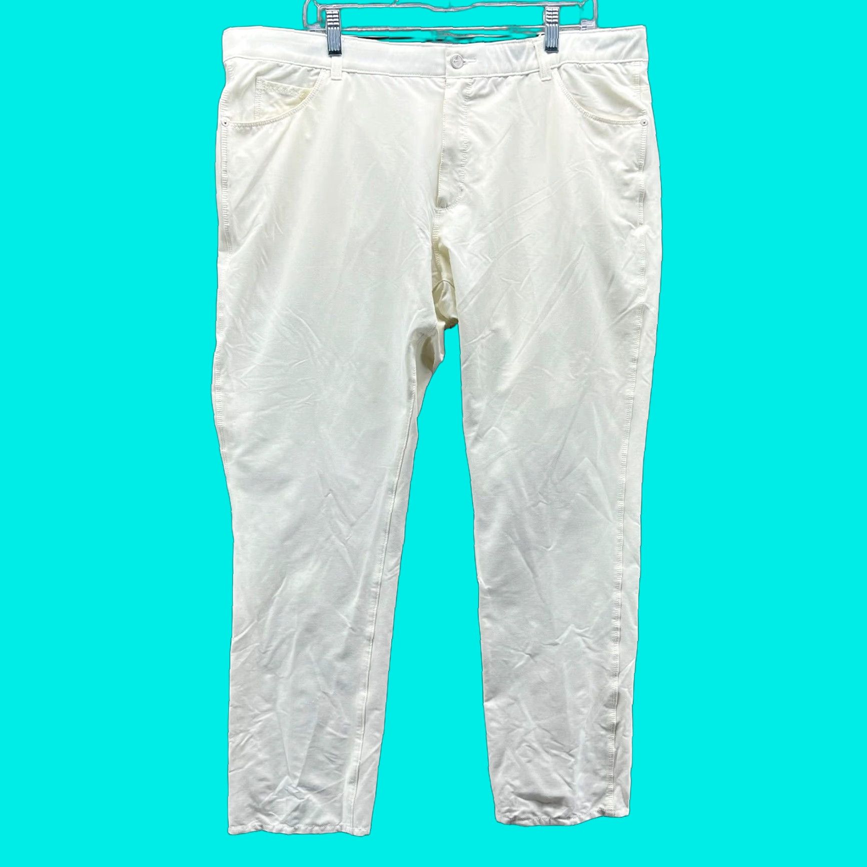 Nike Nike Pants Slim Chino Mens 40x32 Flat Front Dri-Fit Nylon Ivory White Athletic Casual Workwear Size US 40 / EU 56 - 1 Thumbnail