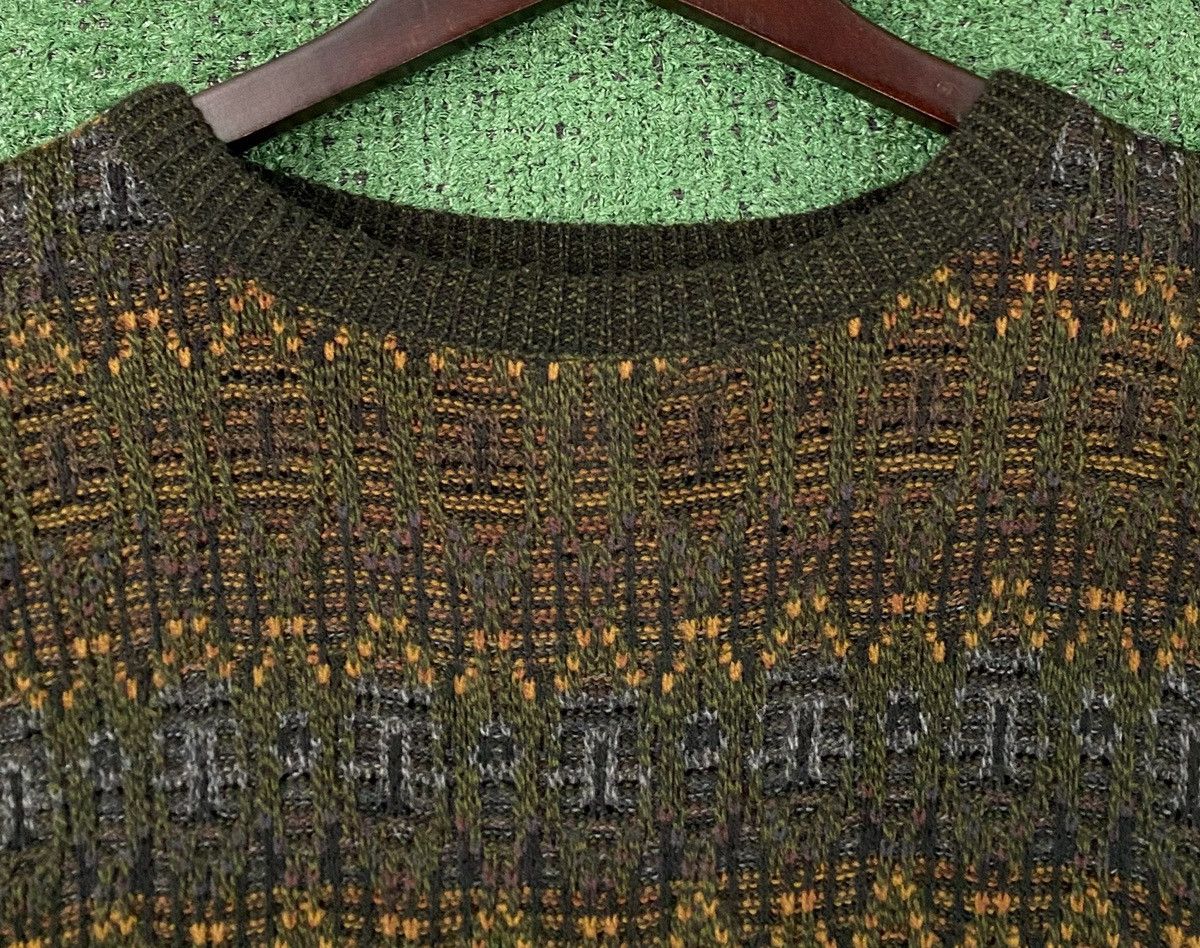 Vintage 90’s Gianfranco Ruffini Green Patterned Knit Sweater 2XL Size US XXL / EU 58 / 5 - 3 Thumbnail