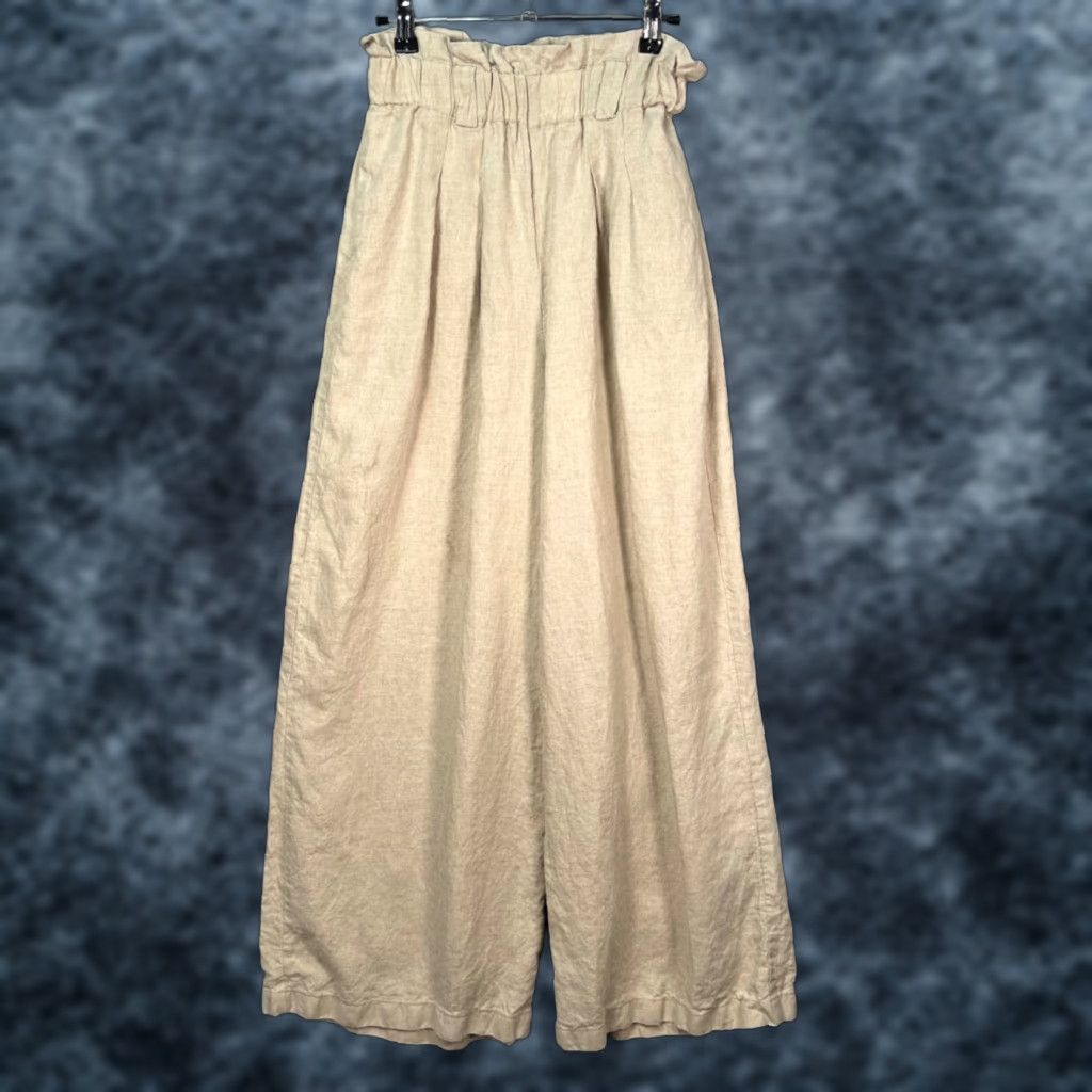 Vintage SiestaParis Womens XS High-Waisted Wide-Leg Linen Pants Beige Size 26" / US 2 / IT 38 - 1 Thumbnail