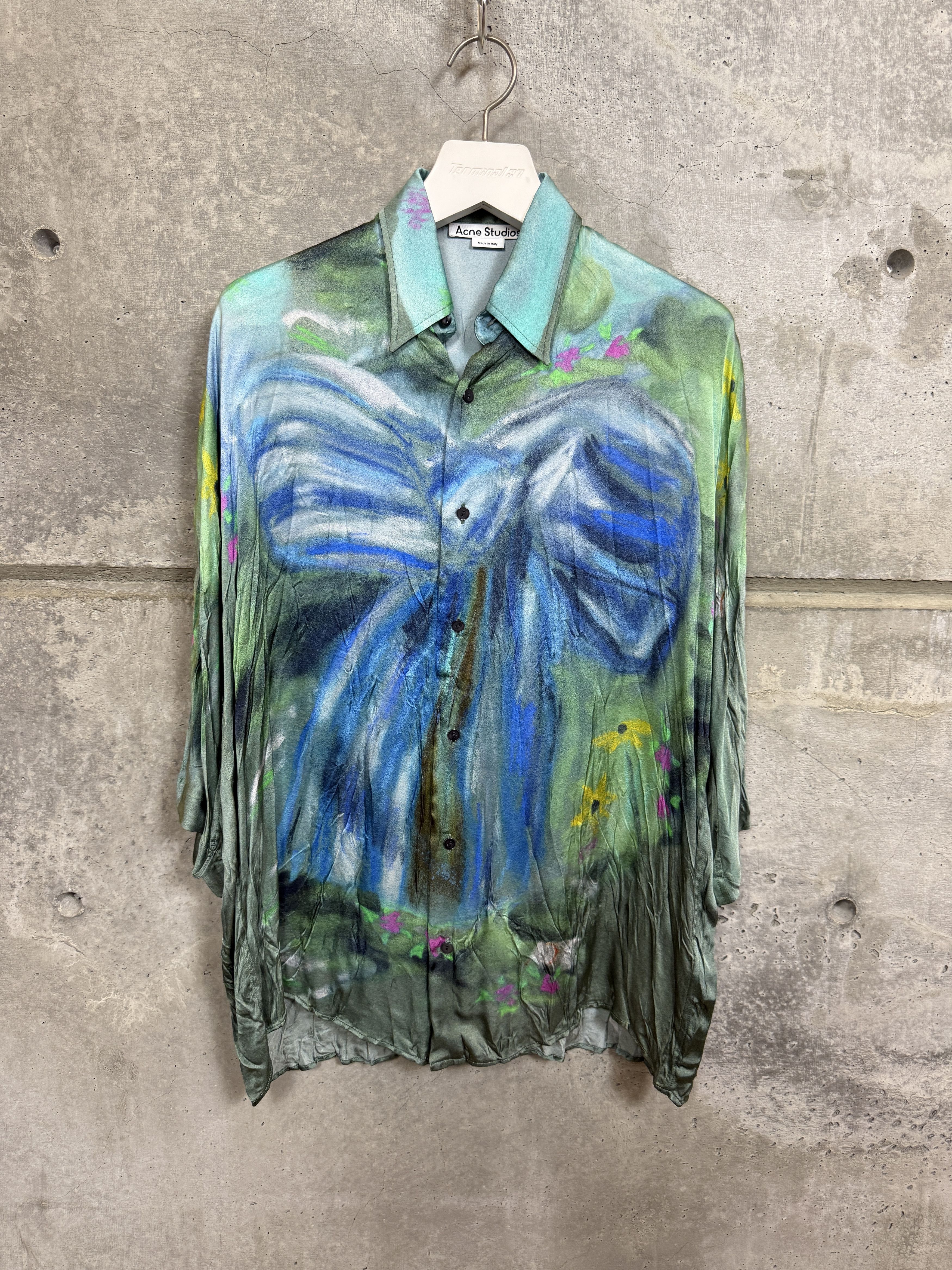Acne Studios $580 Acne Studios Sandroki Printed Crinkled Viscose Shirt Size US S / EU 44-46 / 1 - 7 Thumbnail