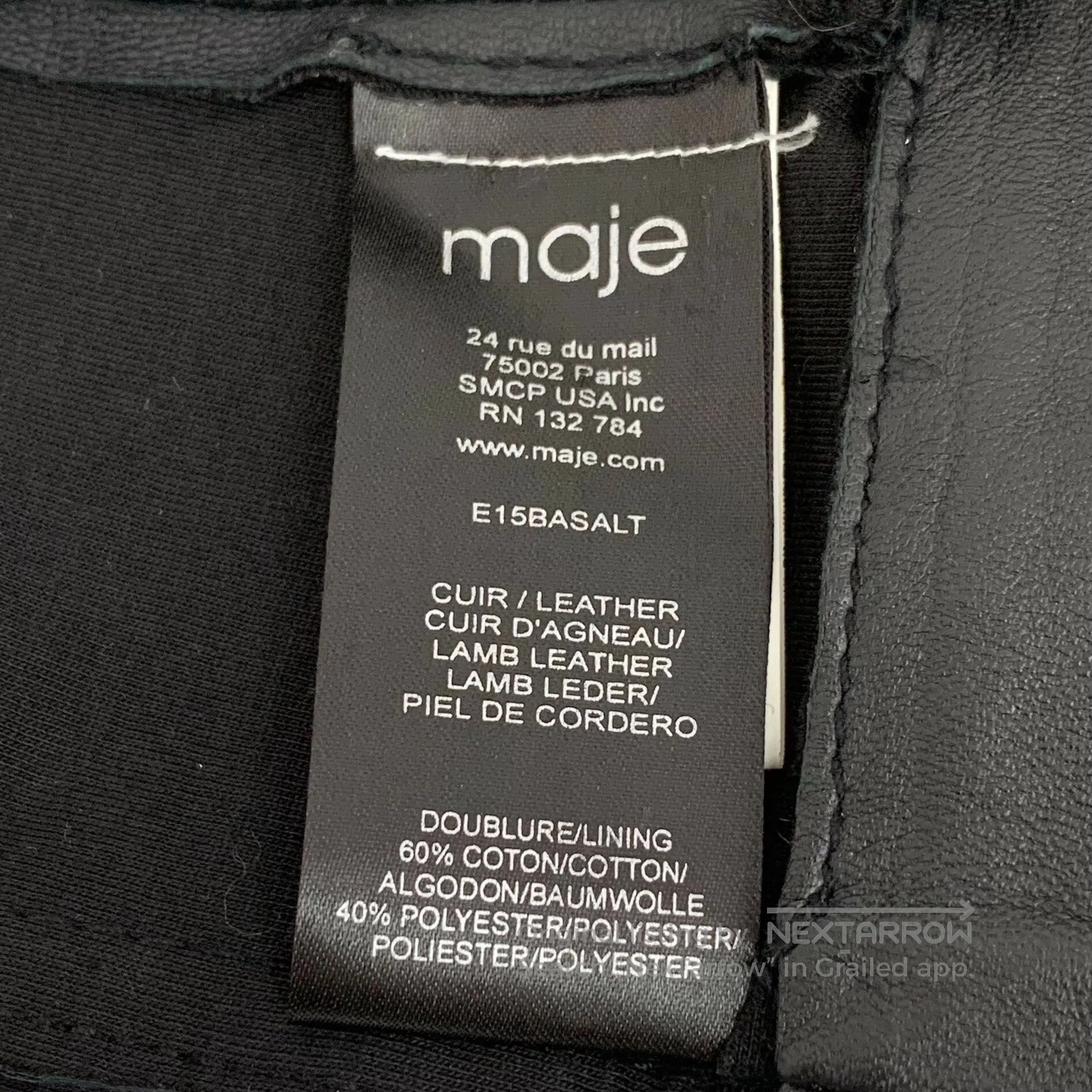 Maje MAJE Black sheep leather lapel zipper long sleeve leather Size XS / US 0-2 / IT 36-38 - 6 Thumbnail