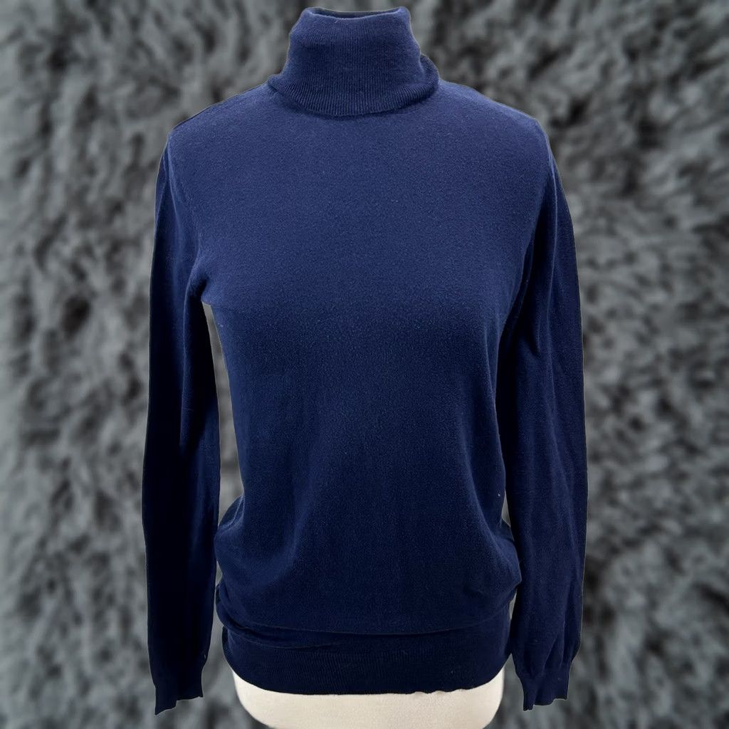 Zara Zara Knit Turtleneck Sweater Women’s L Navy Blue Preppy Elbow Patches Knit Pullover Classic Casual Size L / US 10 / IT 46 - 1 Thumbnail