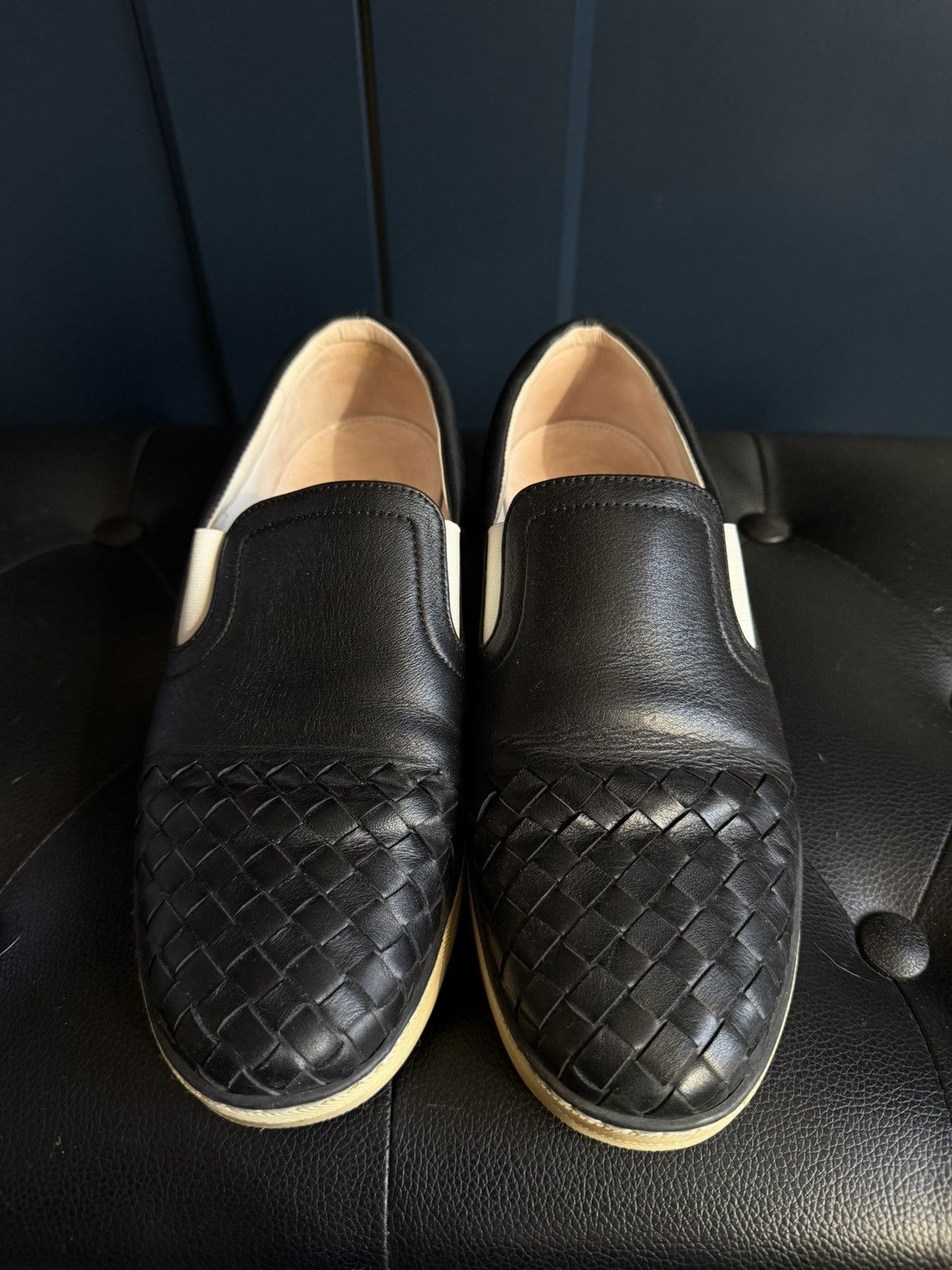 Bottega Veneta Bottega Veneta Intrecciato Leather Slip-On Sneakers 37.5 Size US 6.5 / IT 36.5 - 2 Thumbnail