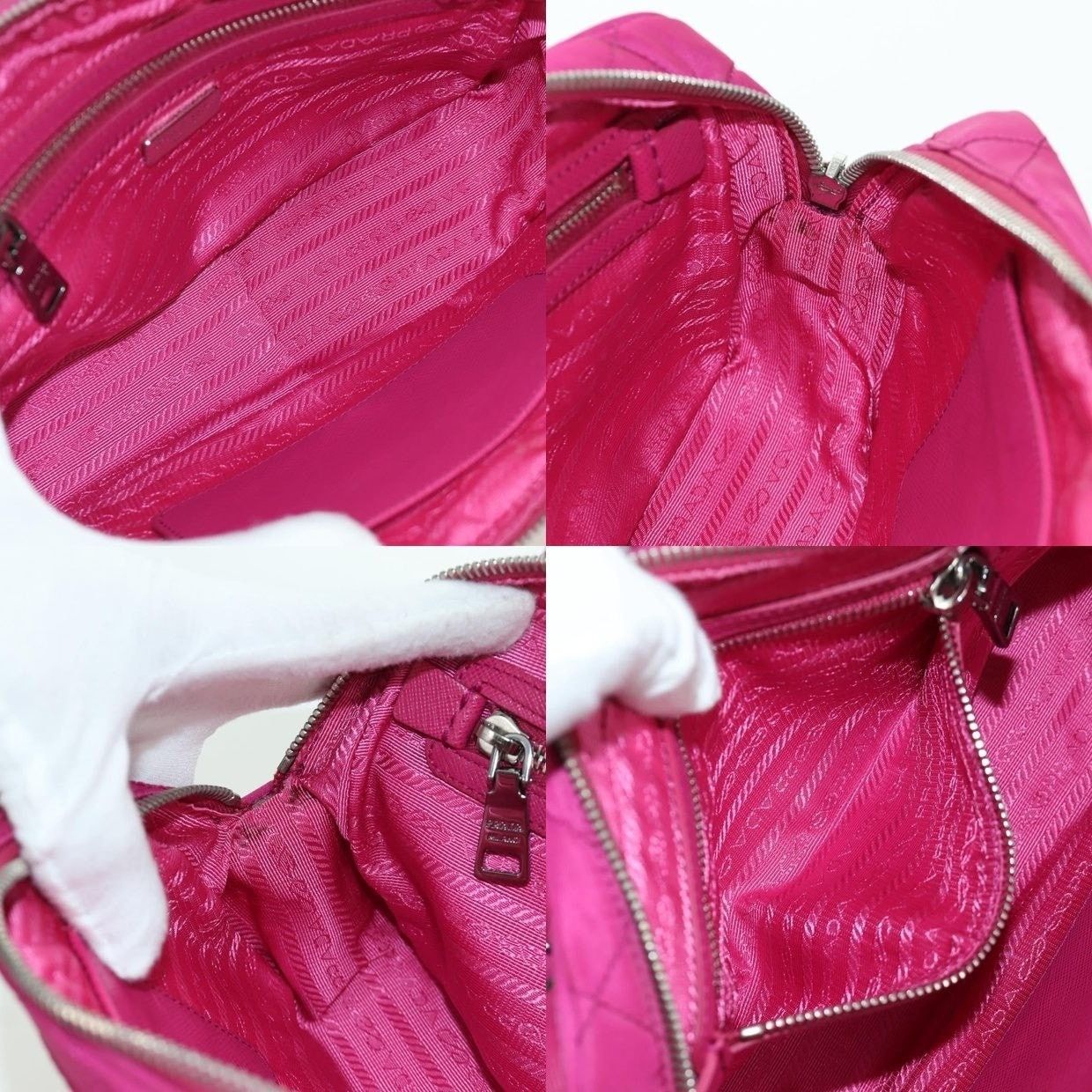 Prada Prada Nylon Chain Shoulder Bag Pink Size ONE SIZE - 15 Thumbnail