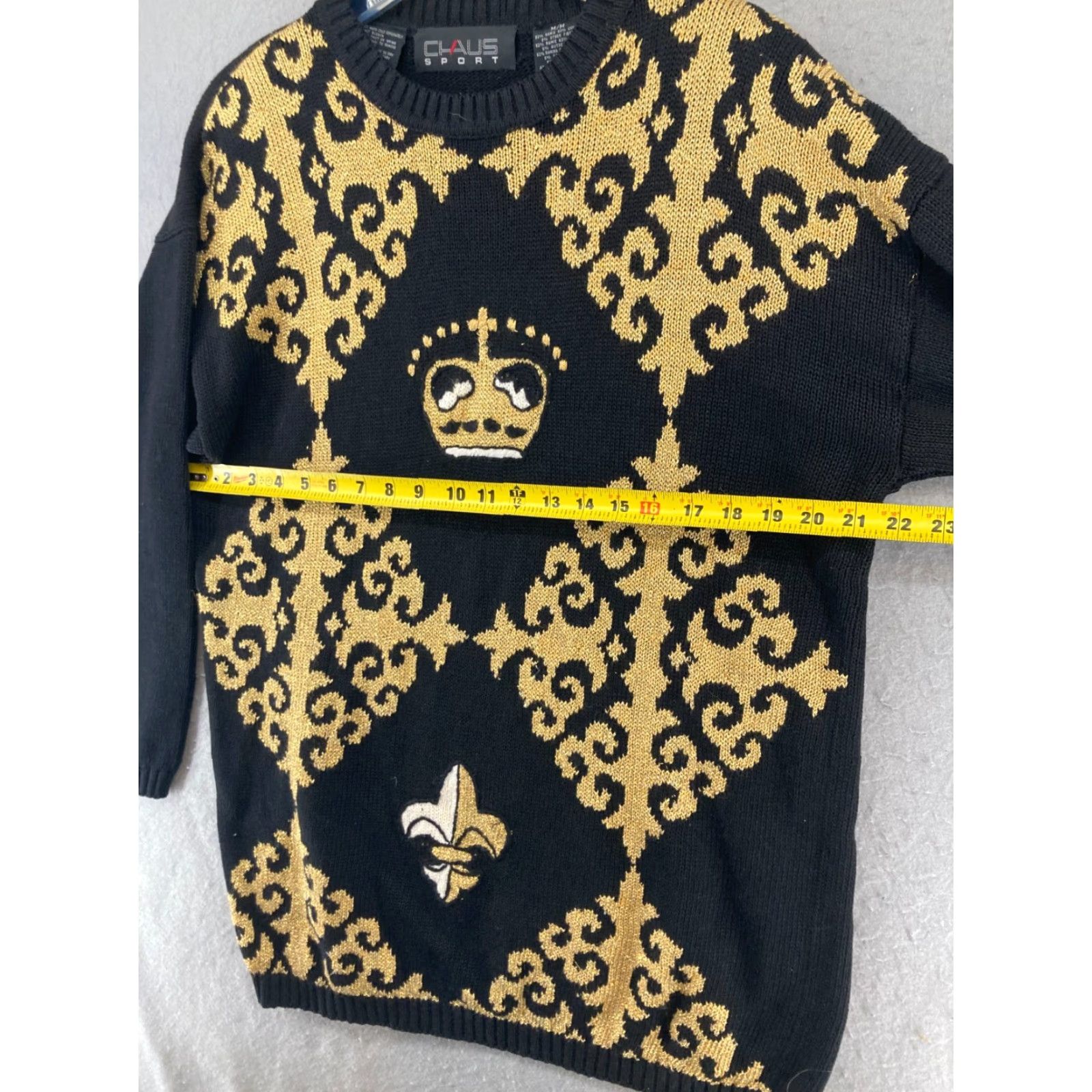 Vintage VINTAGE Chaus Sport Sweater Medium Black Geometric Shoulder Pads 80s 90s Womens Size M / US 6-8 / IT 42-44 - 2 Thumbnail