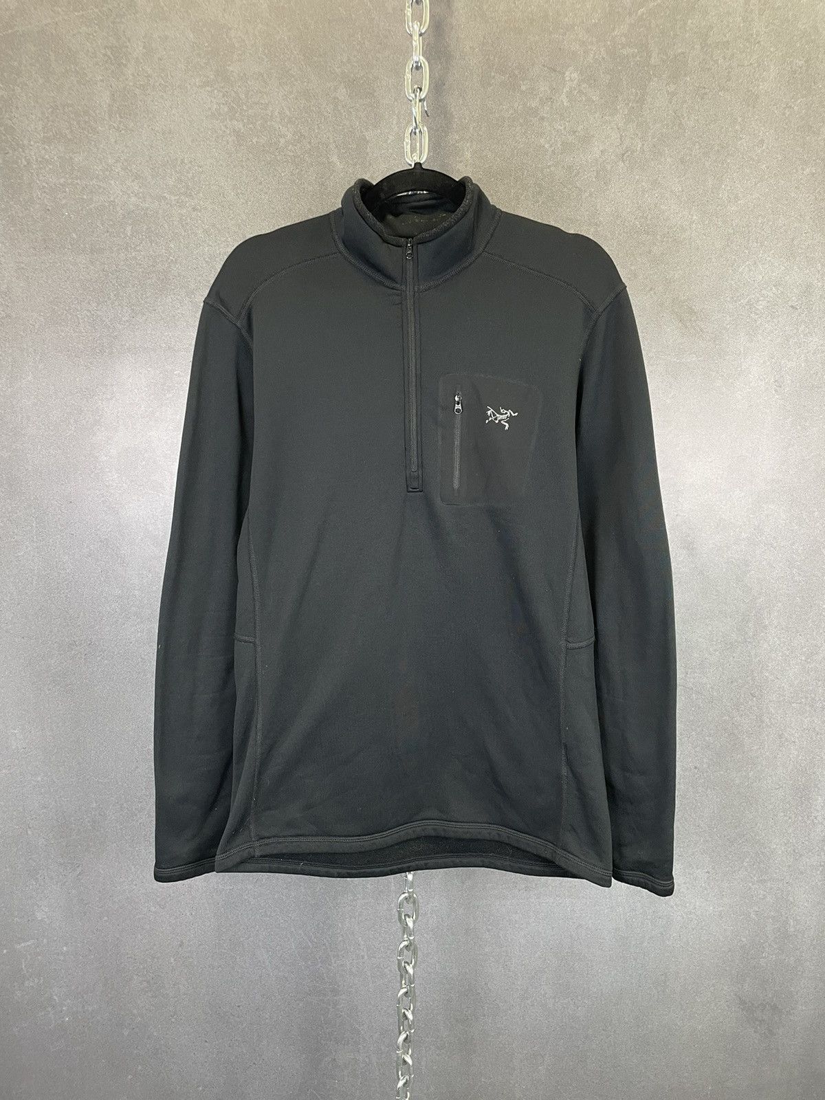 image of Arcteryx Rho Lt 1/4 Zip Neck, Men's M/l Discontinued Style in Black (Size Large)