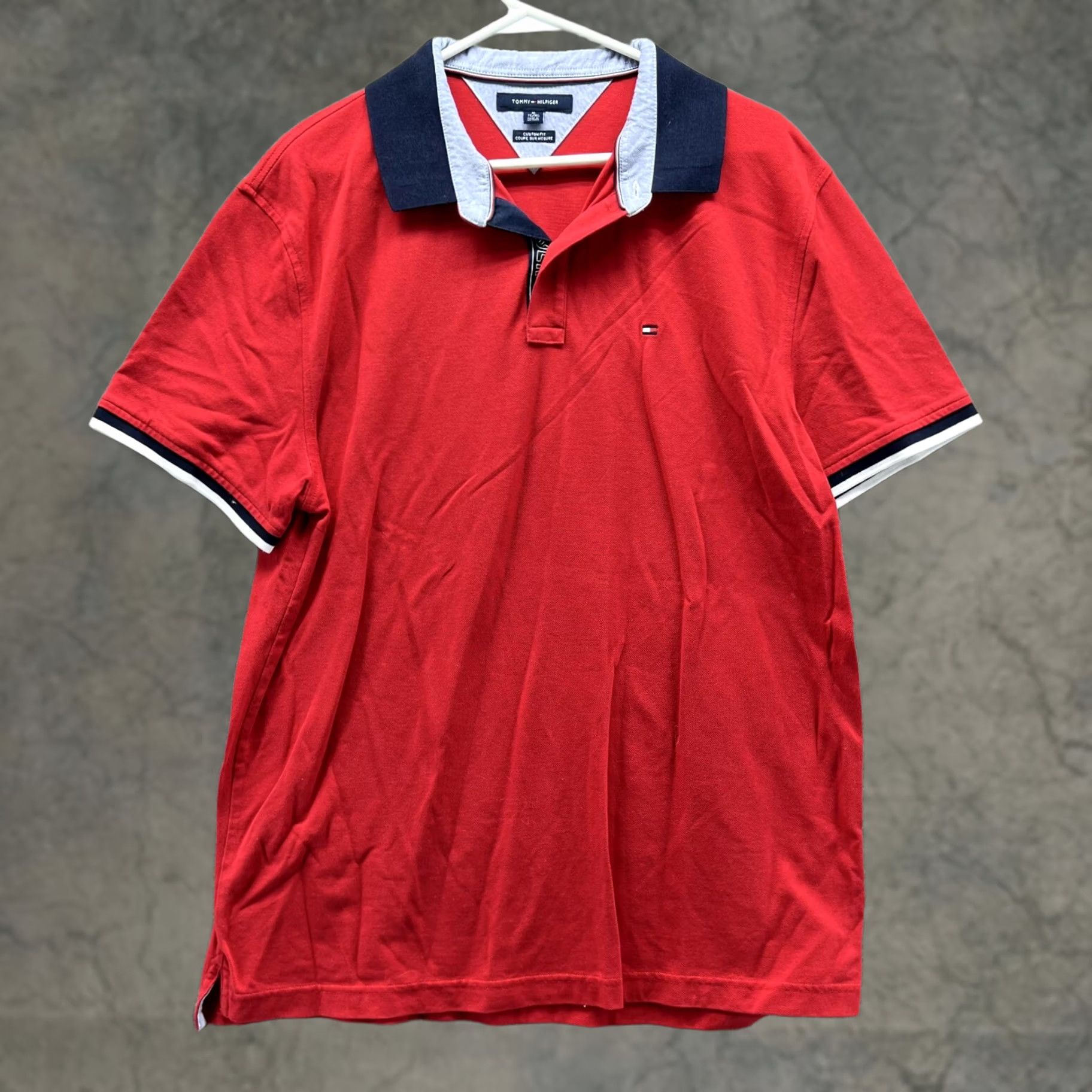 Tommy Hilfiger Tommy Hilfiger Polo Shirt Men XL Red Regular Fit Short Sleeve Button Collar 100% Cotton Logo Solid Vintage: No Size US XL / EU 56 / 4 - 1 Thumbnail