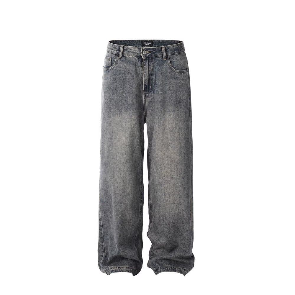 Japanese Brand × Jean Washed distressed men's retro all-match loose jeans Size US 32 / EU 48 - 1 Thumbnail