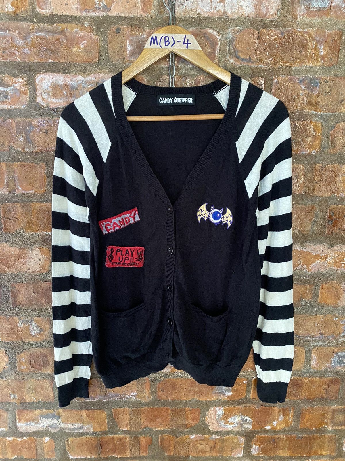 20471120 2000s Candy Striper Japan Punk Stripe Eye fly cardigan Size M / US 6-8 / IT 42-44 - 2 Thumbnail