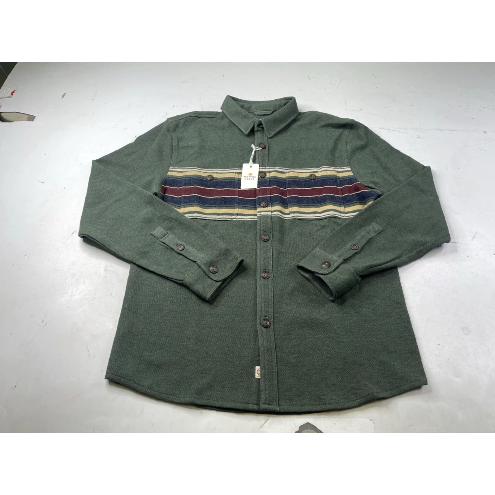 Marine Layer NWT Marine Layer Pacfica Regular Fit Stretch Twill Shirt Men's M Green Multi Size US M / EU 48-50 / 2 - 2 Thumbnail