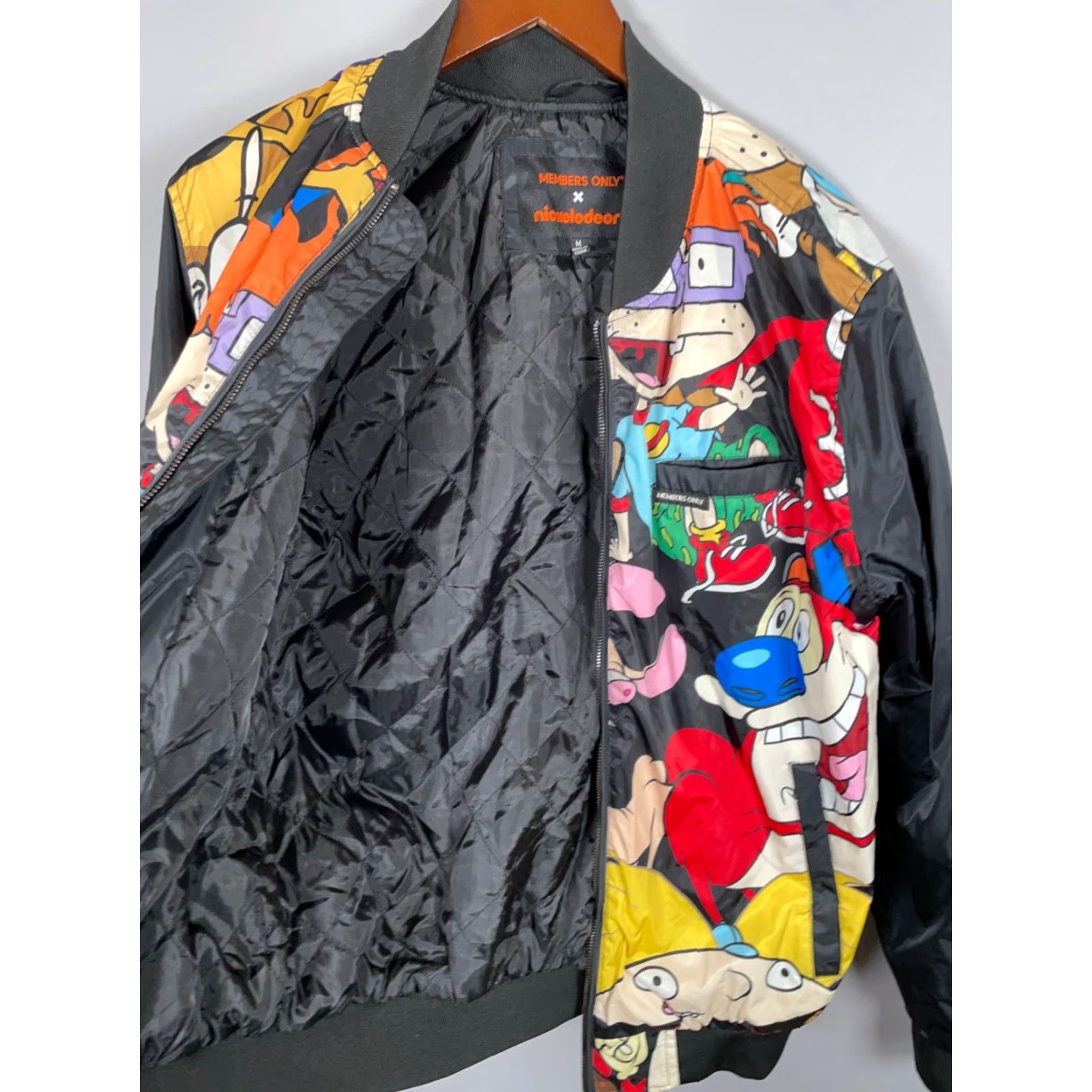 Members Only Members Only Nickelodeon Bomber Jacket Adult Medium Black Zip Full Zip Pockets 90s Cartoon Retro Men Size US M / EU 48-50 / 2 - 4 Thumbnail