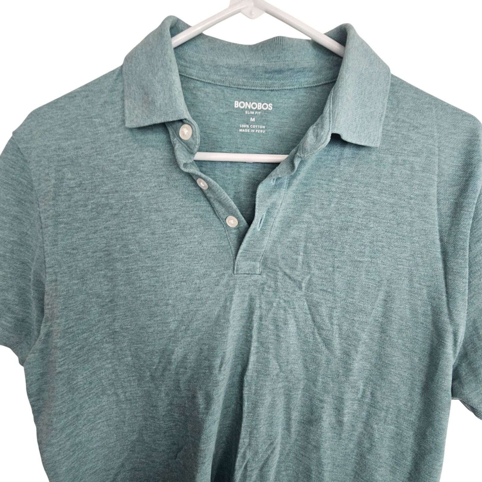 Bonobos Bonobos Polo Shirt Greenish Blue Short Sleeve Slim Fit M Size US M / EU 48-50 / 2 - 2 Thumbnail