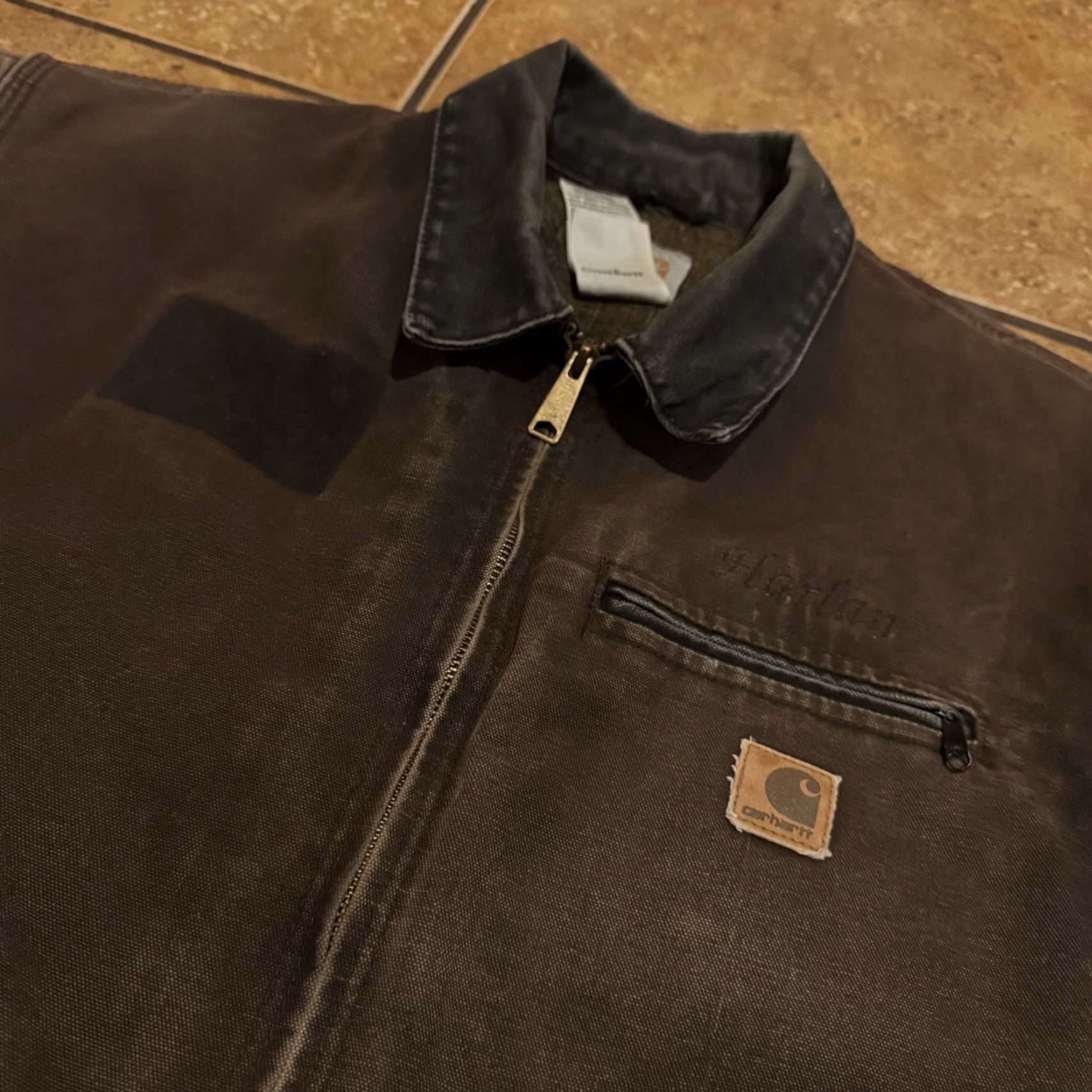 Carhartt Carhartt J97 Jacket Mens 2XL Brown Canvas Workwear Lined - Polyester Blanket Lining, Dark Brown, Classic Fit, Zip, Vintage? No Size US XXL / EU 58 / 5 - 4 Thumbnail