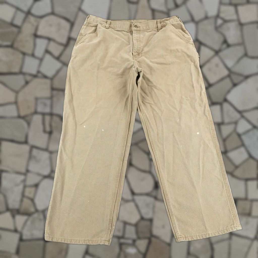 Carhartt VINTAGE Carhartt Pants Mens 40x30 Brown Washed Canvas Dungaree Fit Workwear Carpenter Regular Inseam 28" Brown Mens Size US 38 / EU 54 - 1 Thumbnail