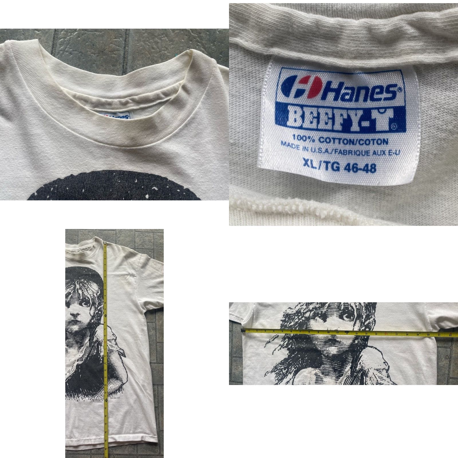 Hanes VINTAGE Hanes XL White Shirt Mens 1980s Les Miserables Movie 1986 T-Shirt Short Sleeve White 80s Theme Hanes XL Mens Shirt Size US XL / EU 56 / 4 - 9 Thumbnail