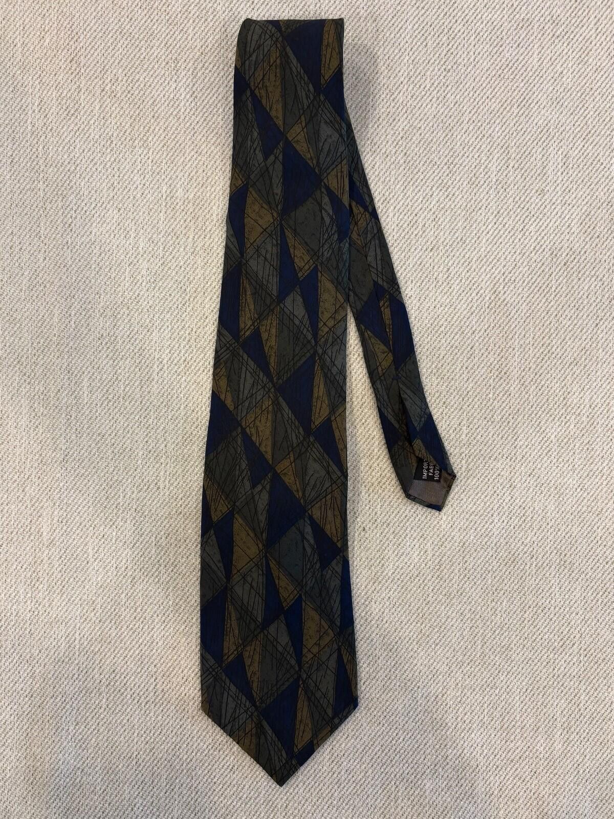 Daniel Hechter Daniel Hechter Paris Silk Tie Geometric Harlequin Blue Gold Size ONE SIZE - 2 Thumbnail
