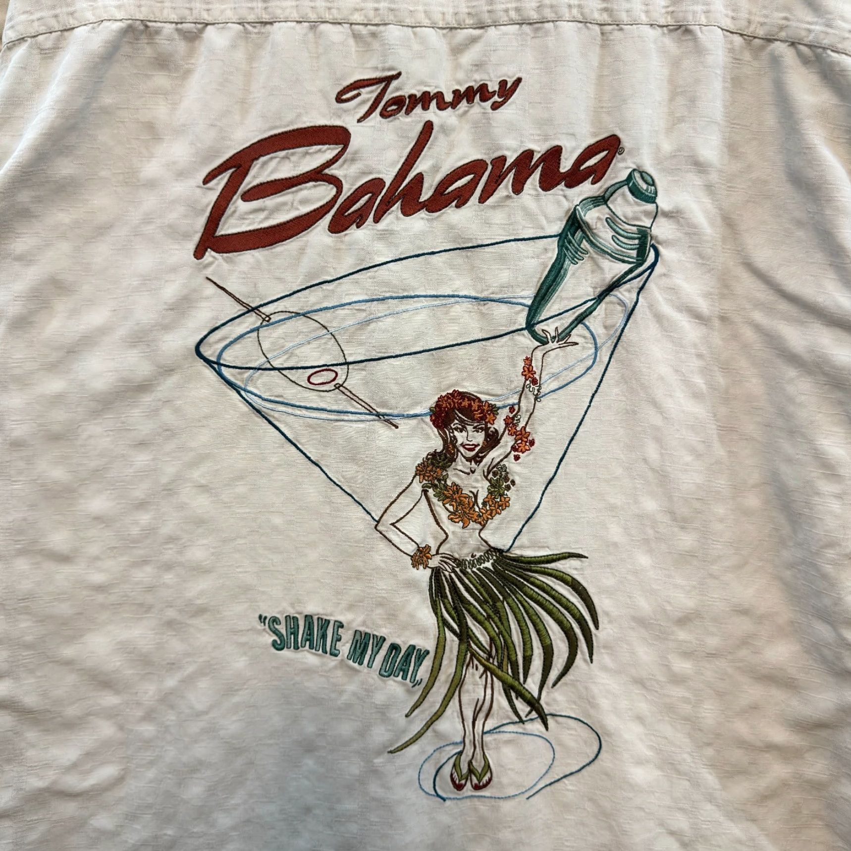 Tommy Bahama VINTAGE Tommy Bahama Silk Hawaiian Button Shirt Large Embroidered Hoola Girl Martini Women's/Men? Size US L / EU 52-54 / 3 - 3 Thumbnail