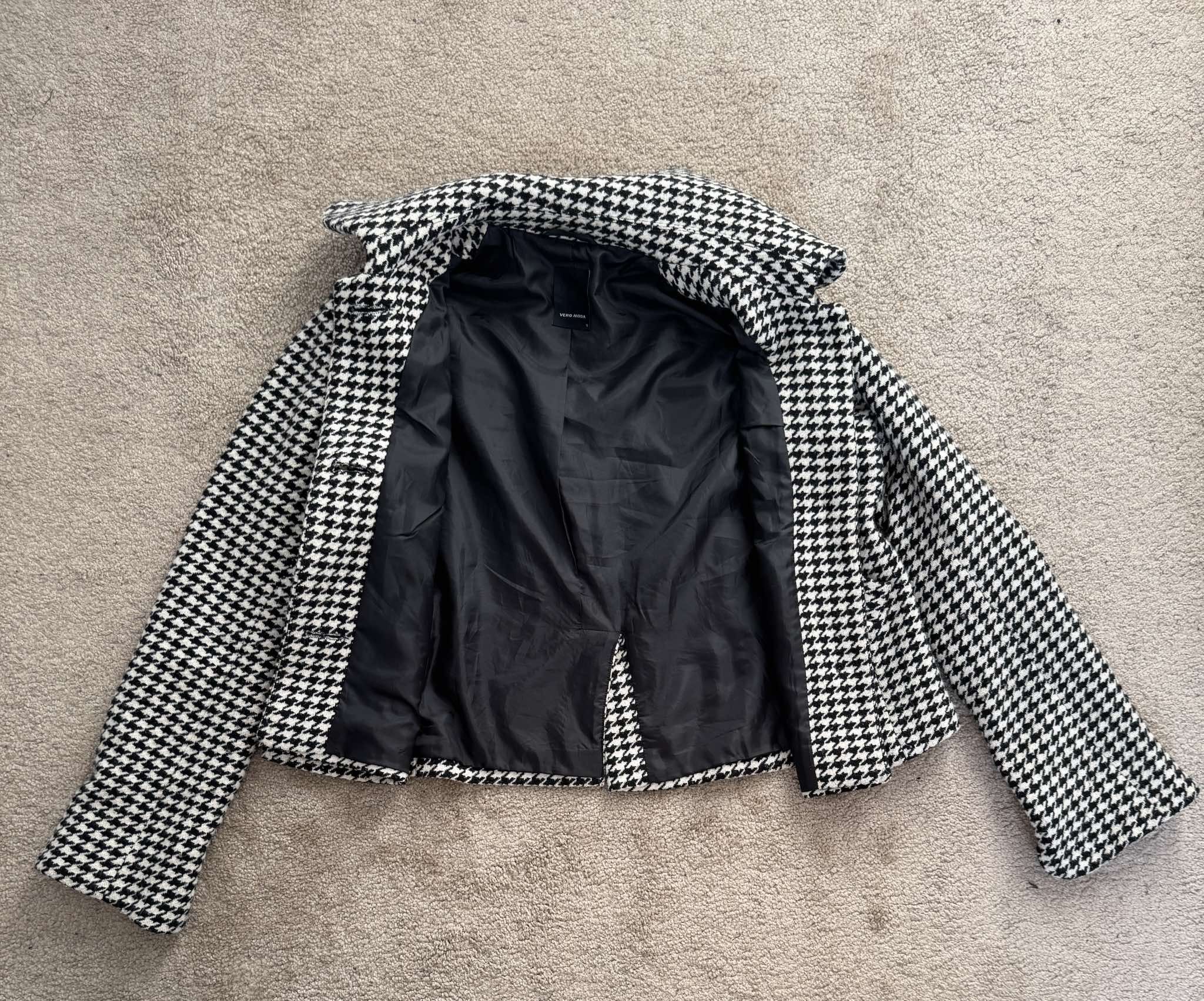 Designer × Other Vero Moda Woman S Jacket Short Wool Warm Blazer Houndstooth Size S / US 4 / IT 40 - 3 Thumbnail
