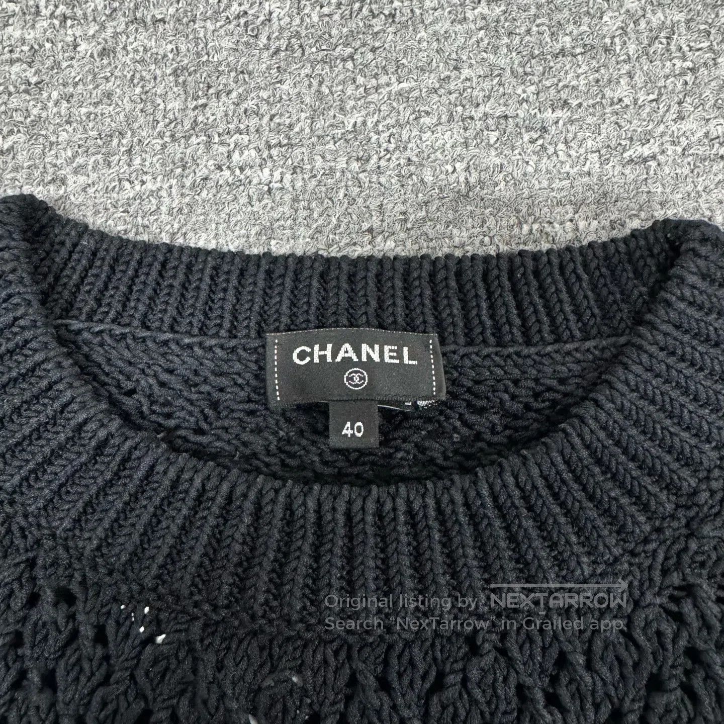 Chanel Chanel Hollowed-out hook-patterned,long-sleeved knit sweat Size L / US 10 / IT 46 - 6 Thumbnail