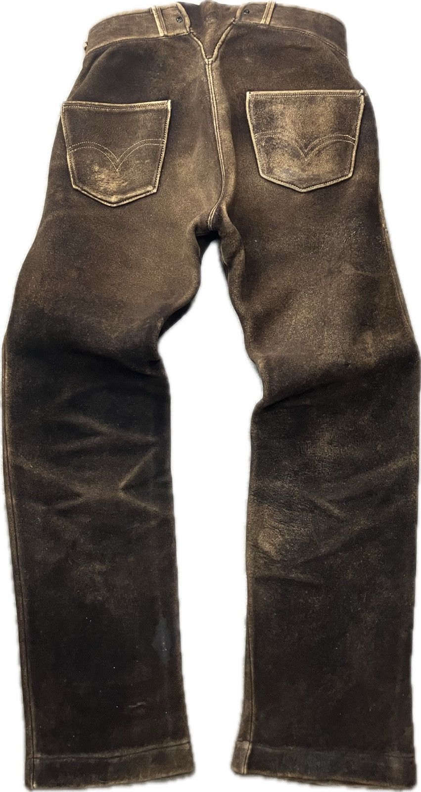 Levi's × Vintage 30’s Lace Back Leather Trousers Buckleback Lederhosen Size US 30 / EU 46 - 3 Thumbnail