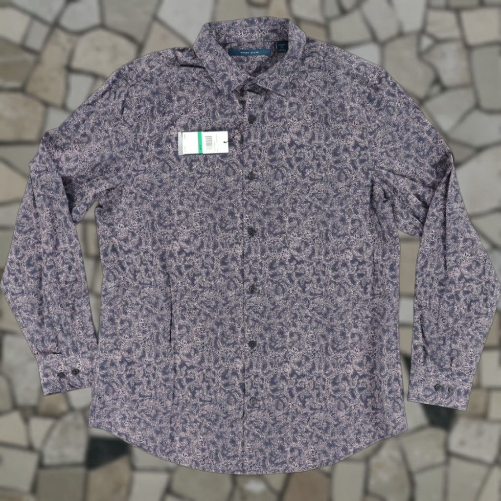 Perry Ellis Perry Ellis Cotton Paisley Long Sleeve Button Up Shirt Pink Men's L Shirt Size US L / EU 52-54 / 3 - 1 Thumbnail