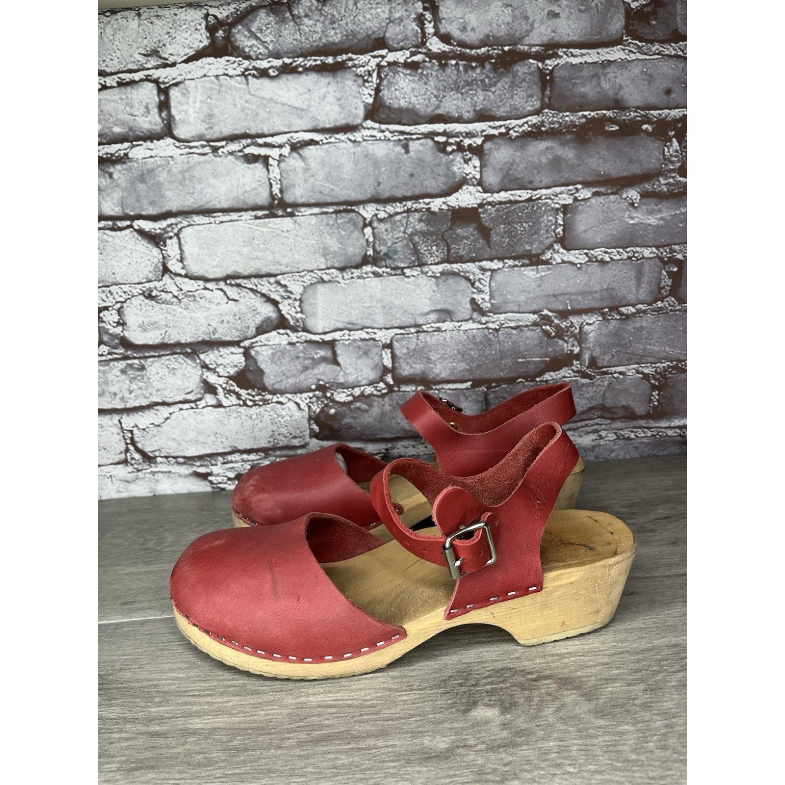 Warren Lotas Lotta's Stockholm T-bar Highwood Red Leather Clogs Nubuck Wo Size US 10.5 / IT 40.5 - 14 Thumbnail