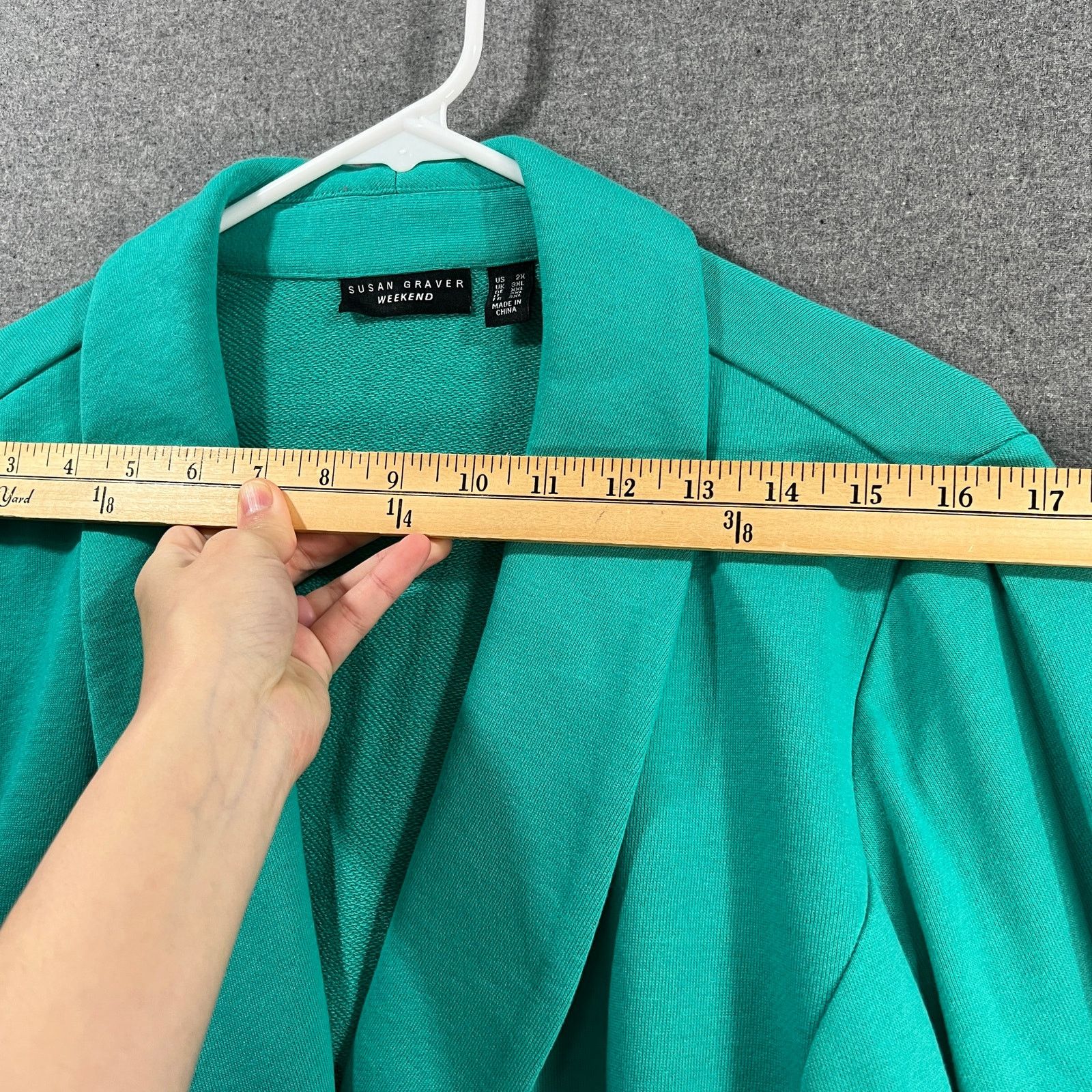 Other Susan Graver Weekend Regular Knit Blazer Green Turquoise Size XXL / US 16-18 / IT 52-54 - 7 Thumbnail