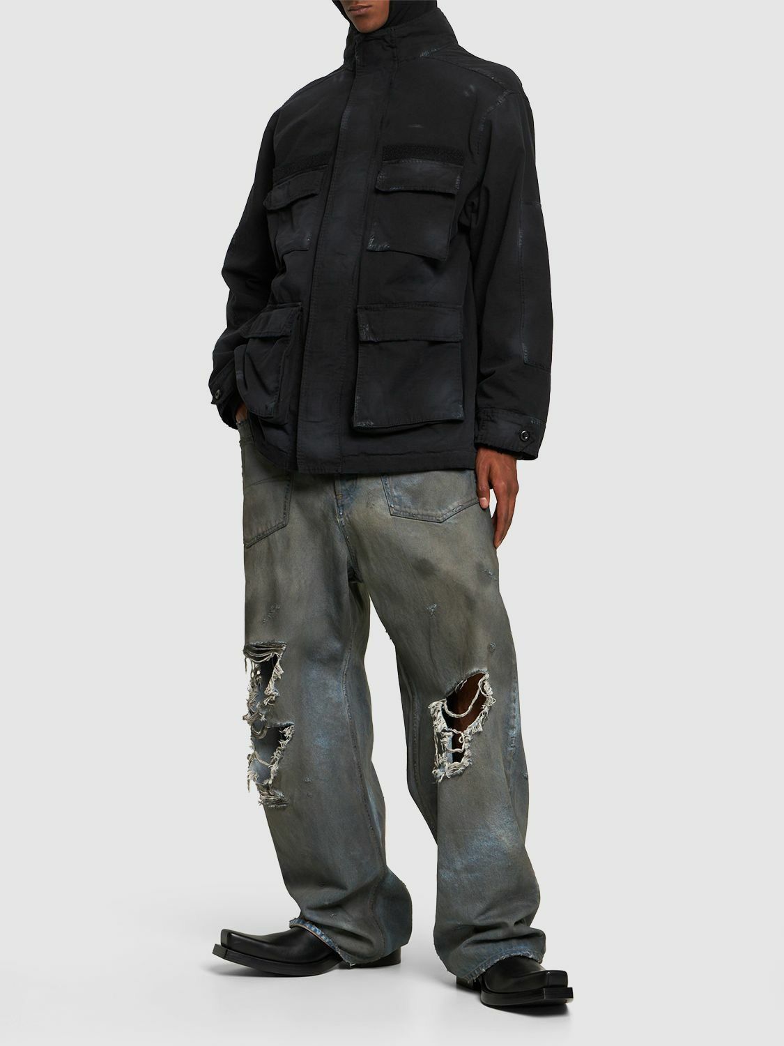 Balenciaga Double Front Cotton Military Parka