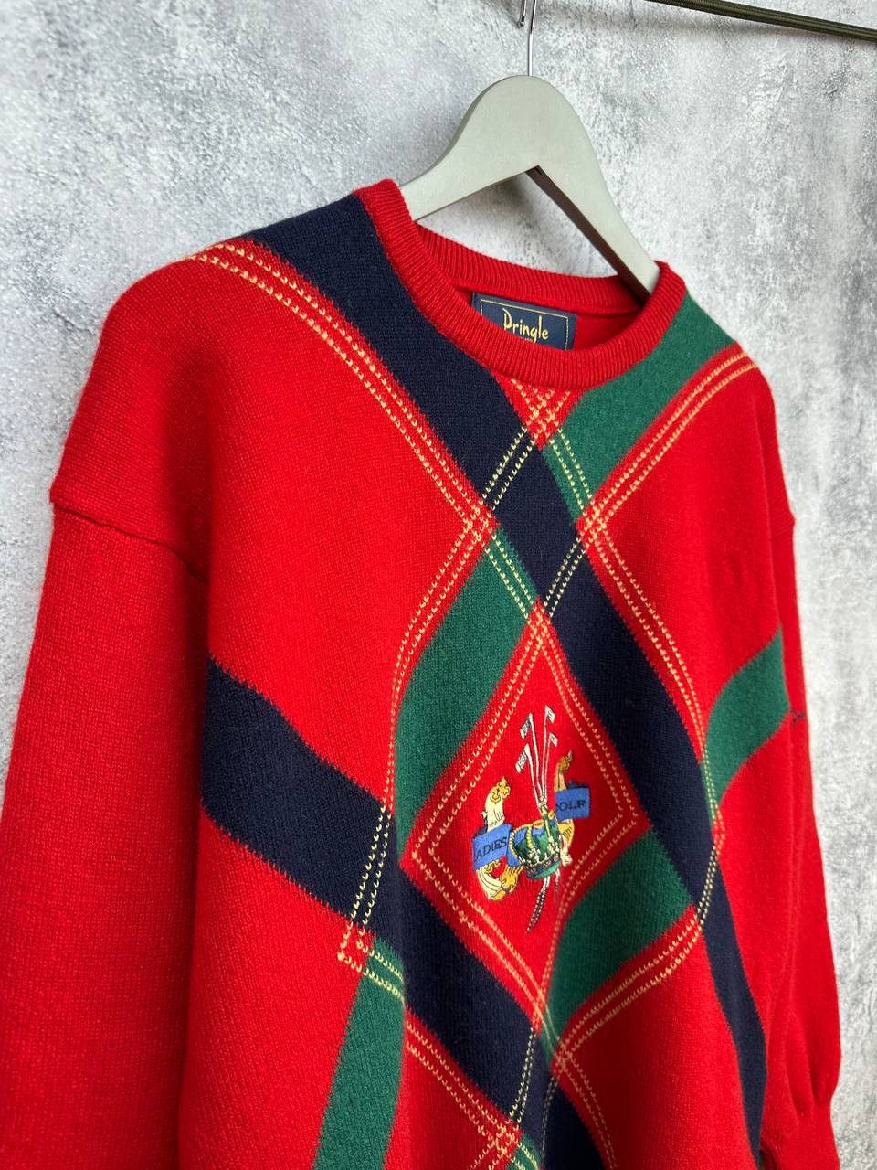 Pringle Of Scotland Pringle of Scotland Argyle Golf Crest Red Wool Knit Sweater Size US XL / EU 56 / 4 - 3 Thumbnail
