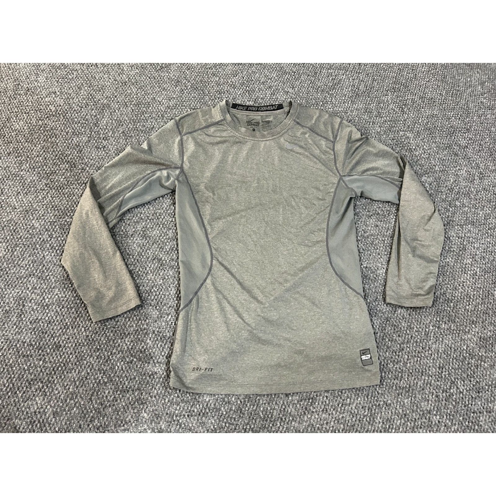 Nike Nike Pro Combat Shirt Mens S Gray Long Sleeve Dri-FIT Fitted Athletic Gym Shirt Size US S / EU 44-46 / 1 - 3 Thumbnail