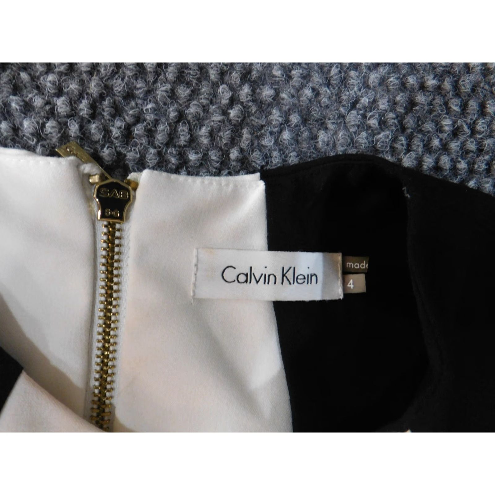 Calvin Klein Calvin Klein Dress Womens A-Line Midi Zip Sleeveless White Polyester Spandex Knit Stretch Casual Size 4 Puff Sleeve Round Neck Crochet Size S / US 4 / IT 40 - 7 Thumbnail