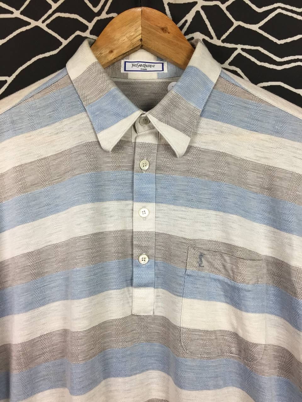 Yves Saint Laurent Vtg Yves Saint Laurent Tricots Retro Stripe Knit Polo Shirt Size US L / EU 52-54 / 3 - 3 Thumbnail