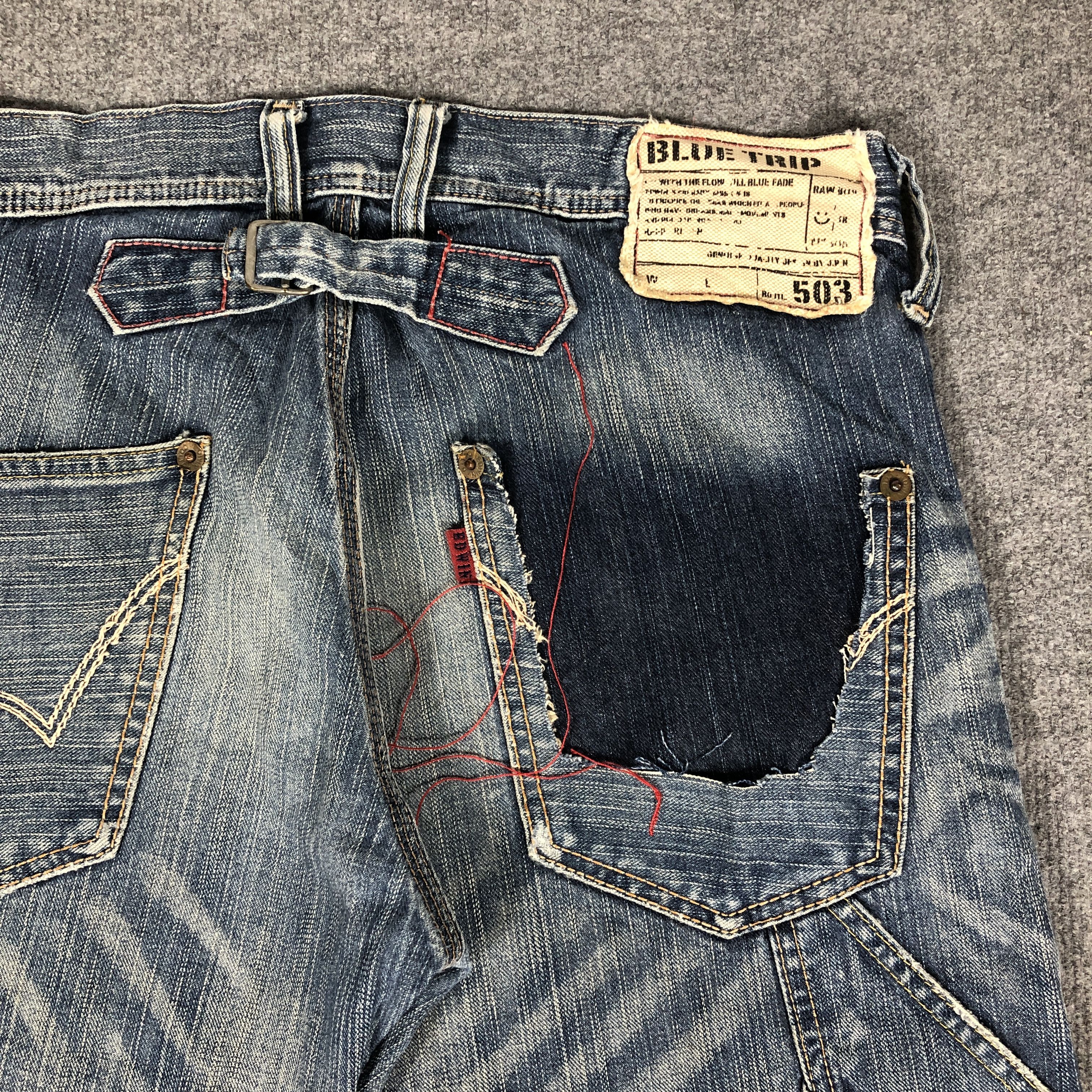 Edwin × Vintage Vintage Edwin 503 Blue Trip Short Jeans L1199 Size US 34 / EU 50 - 6 Thumbnail