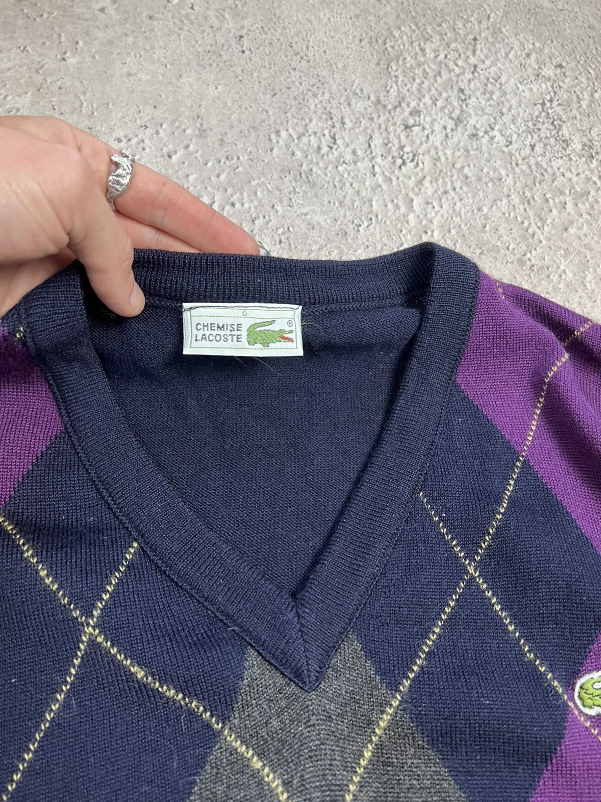 Lacoste × Vintage Vintage Lacoste Knit Wool Vneck Cardigan Sweater Size US M / EU 48-50 / 2 - 5 Thumbnail