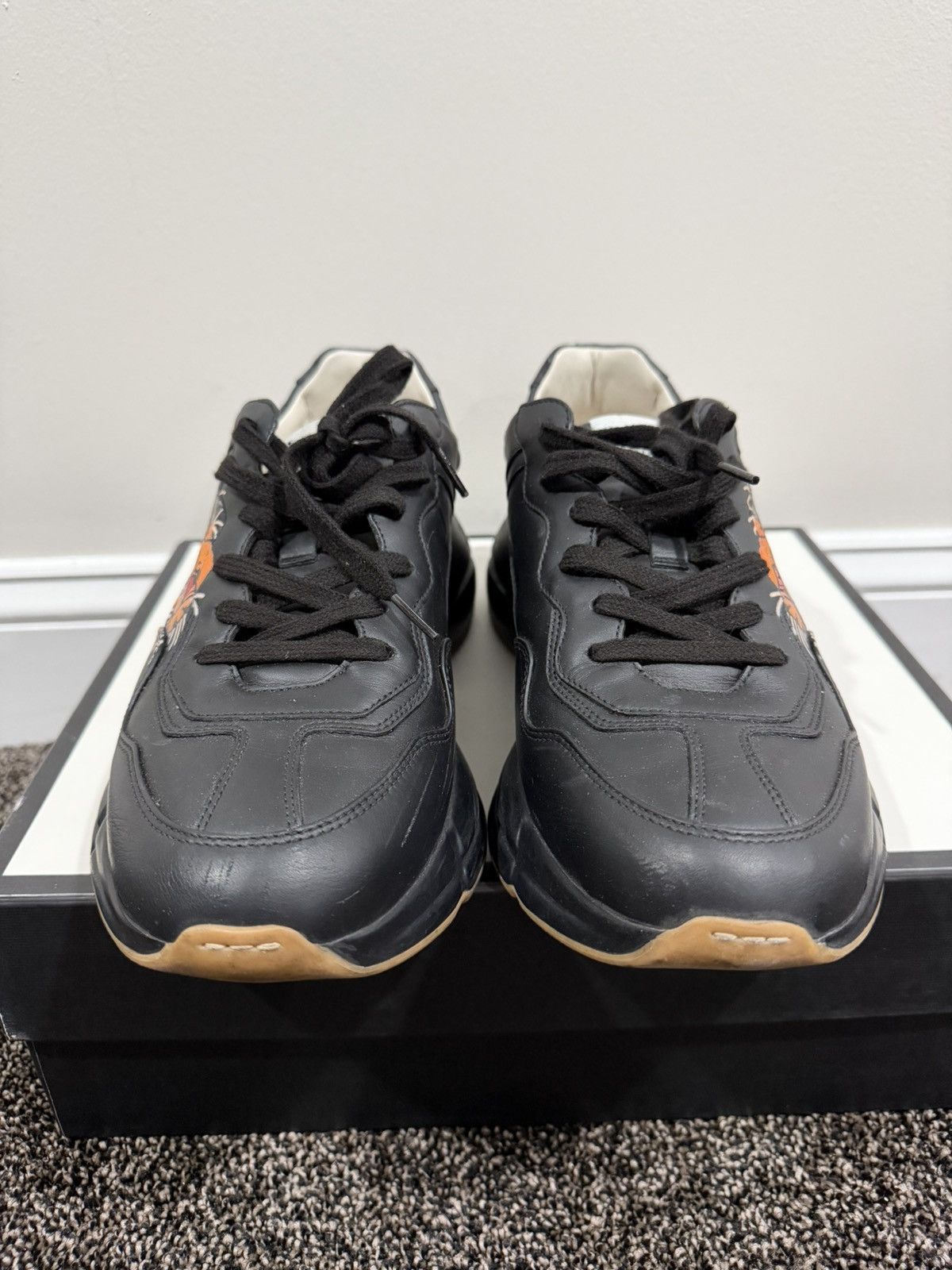 Gucci Gucci Rhyton 2020 Tiger Black Leather Low Top Sneakers Size US 10 / EU 43 - 6 Thumbnail